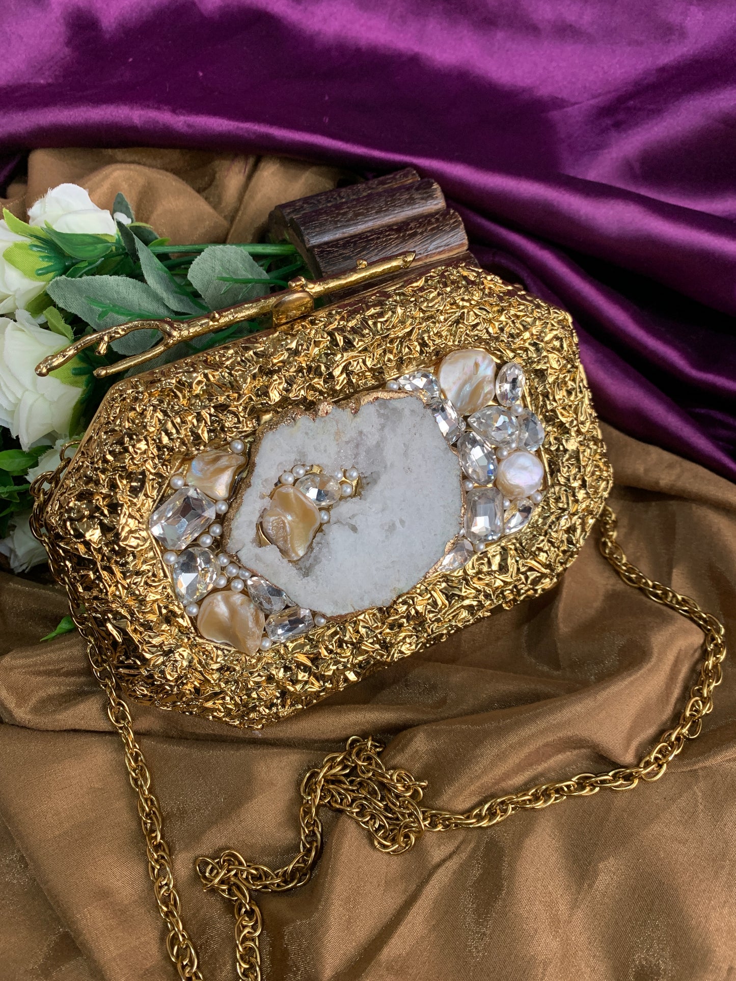 Peony Mother of Pearl - MOP Clutch
