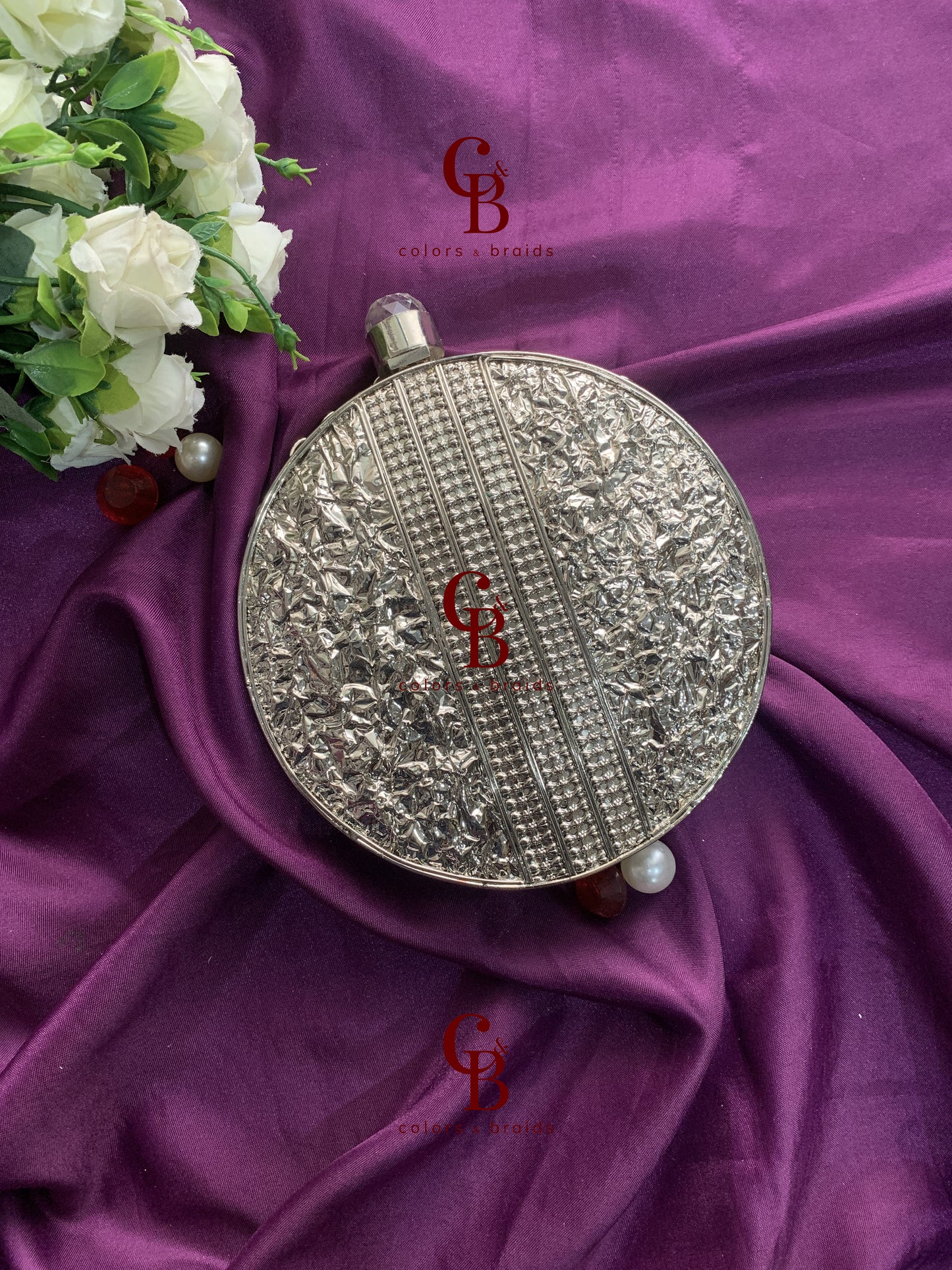 Round Brass Mother of Pearl - MOP Clutch