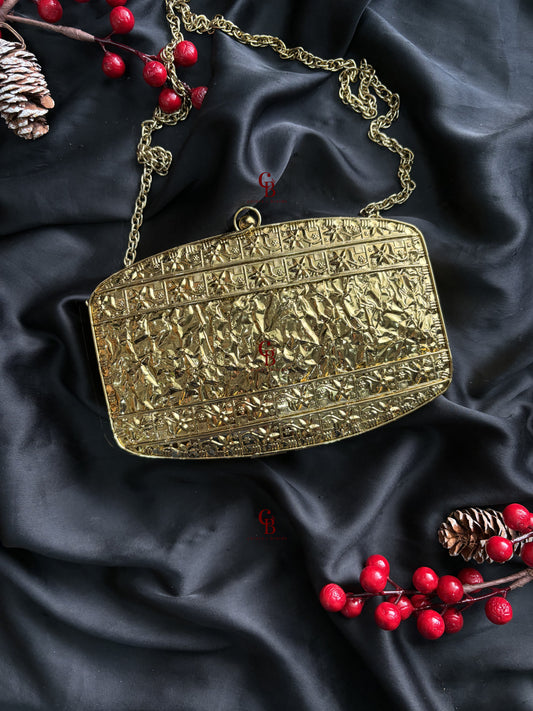 Leaf Brass Mother of Pearl -Gold MOP Clutch