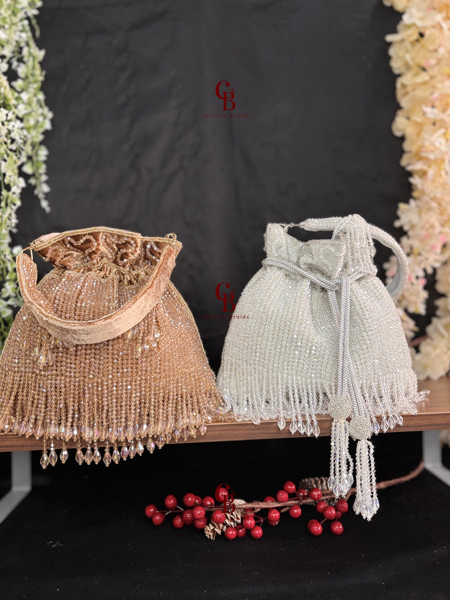 All over Crystal Droplets potli