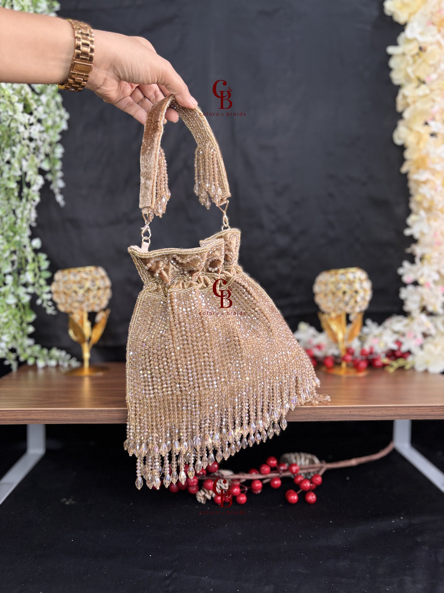 All over Crystal Droplets potli
