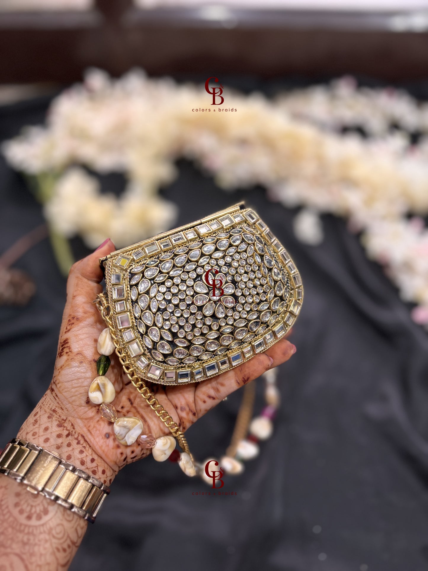 Mini Kundan Brass Clutches
