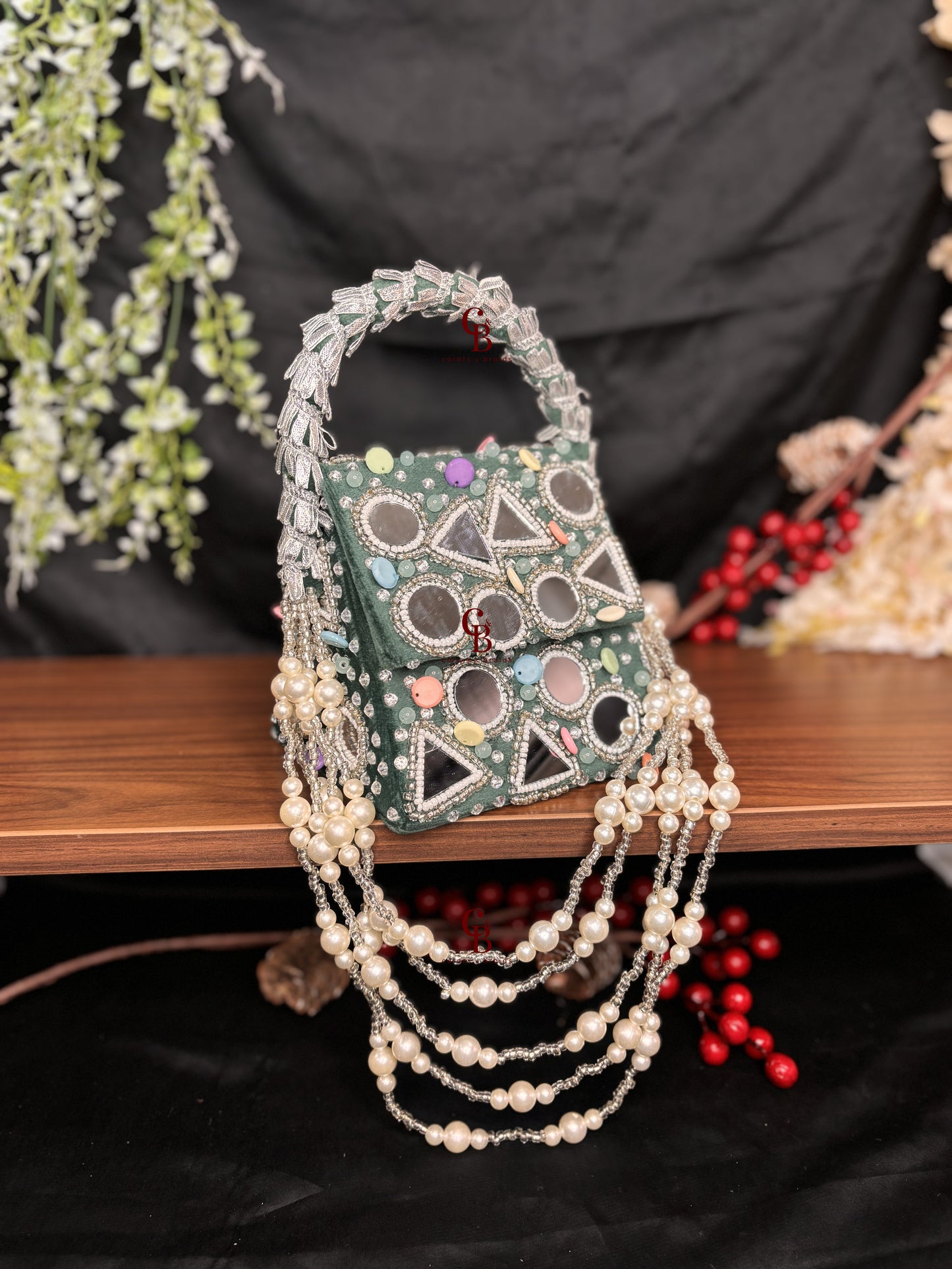 Boho Mirror Flap with Pearl Hanging