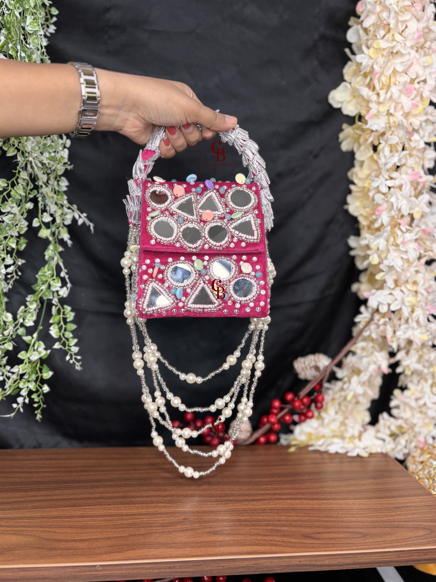 Boho Mirror Flap with Pearl Hanging