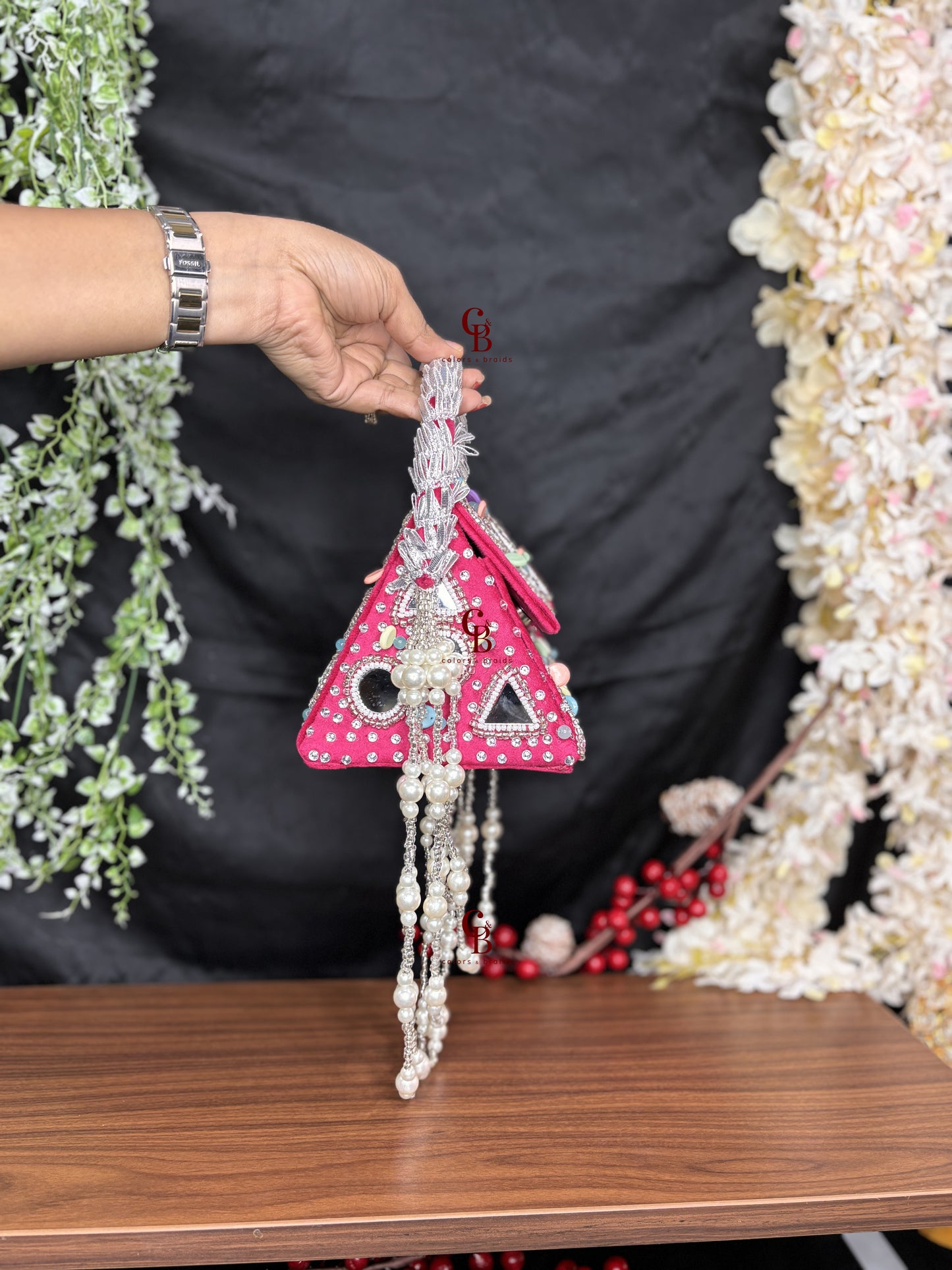 Boho Mirror Flap with Pearl Hanging