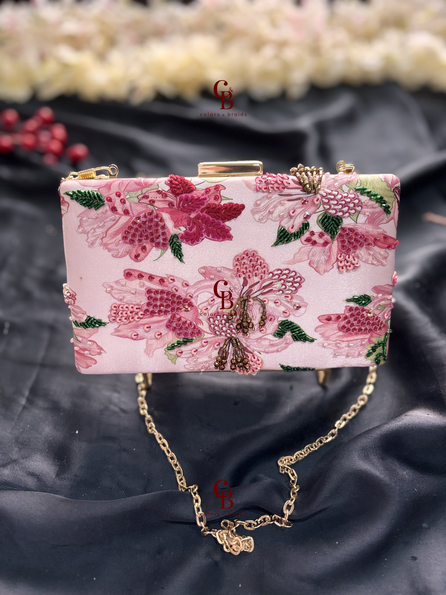 Baby Pink Floral clutch