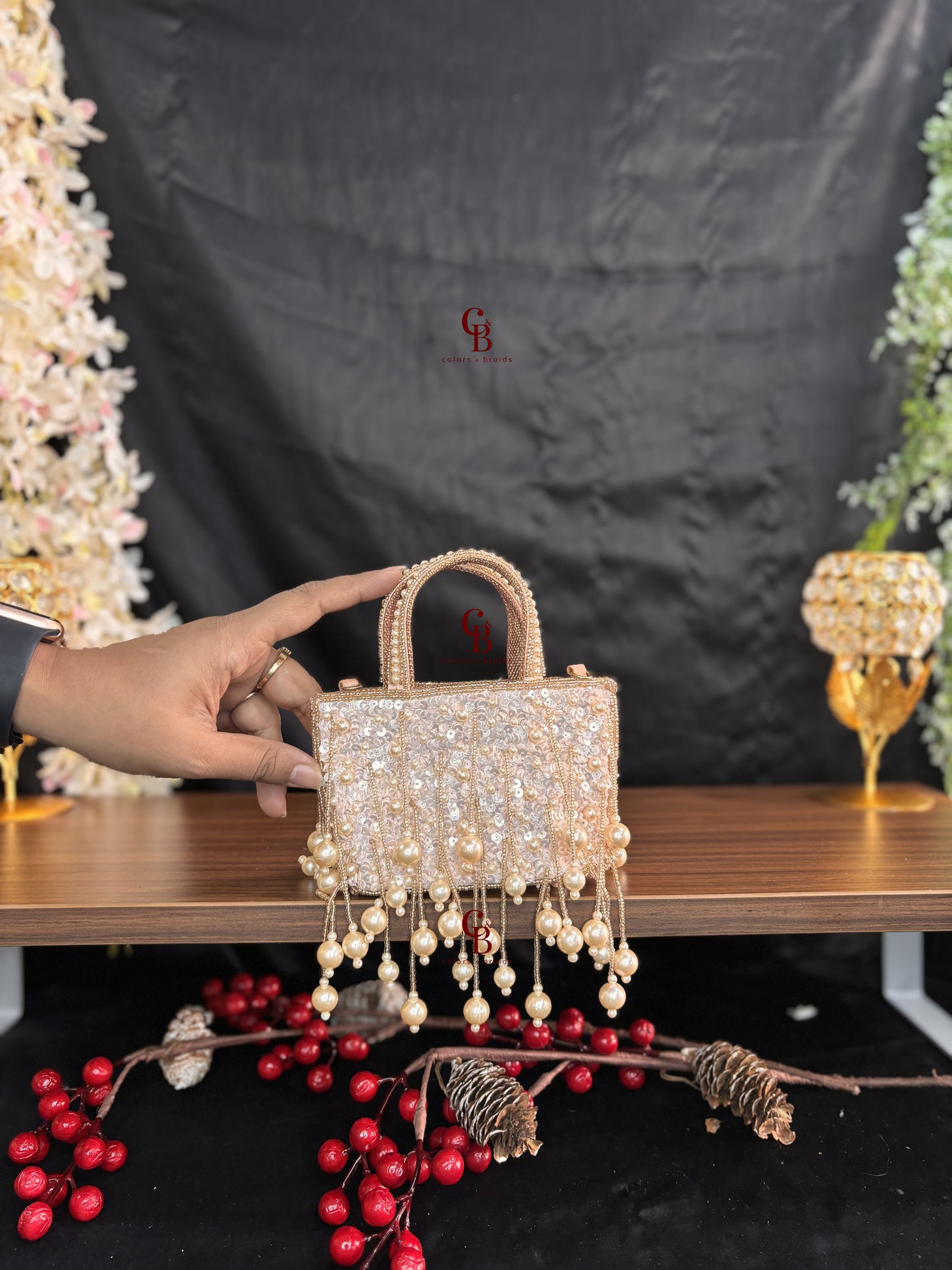 Mini Sequin Pearl Clutch