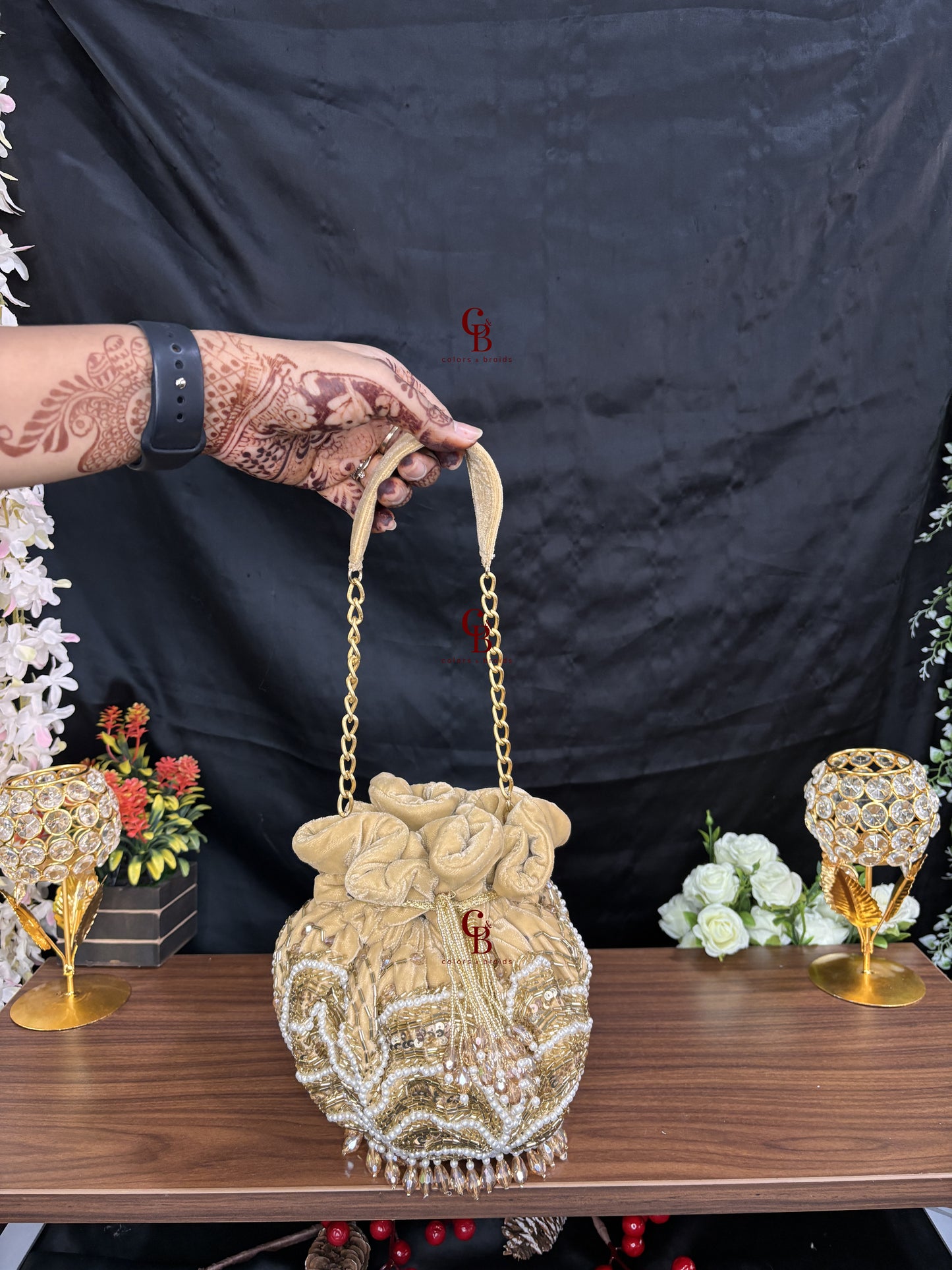 Jasmine Potli with crystal hangings