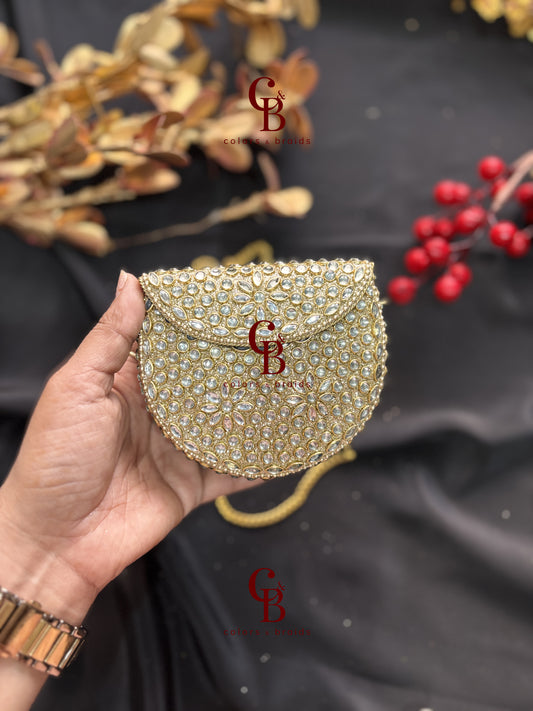 Diana Glittering Kundan Clutch