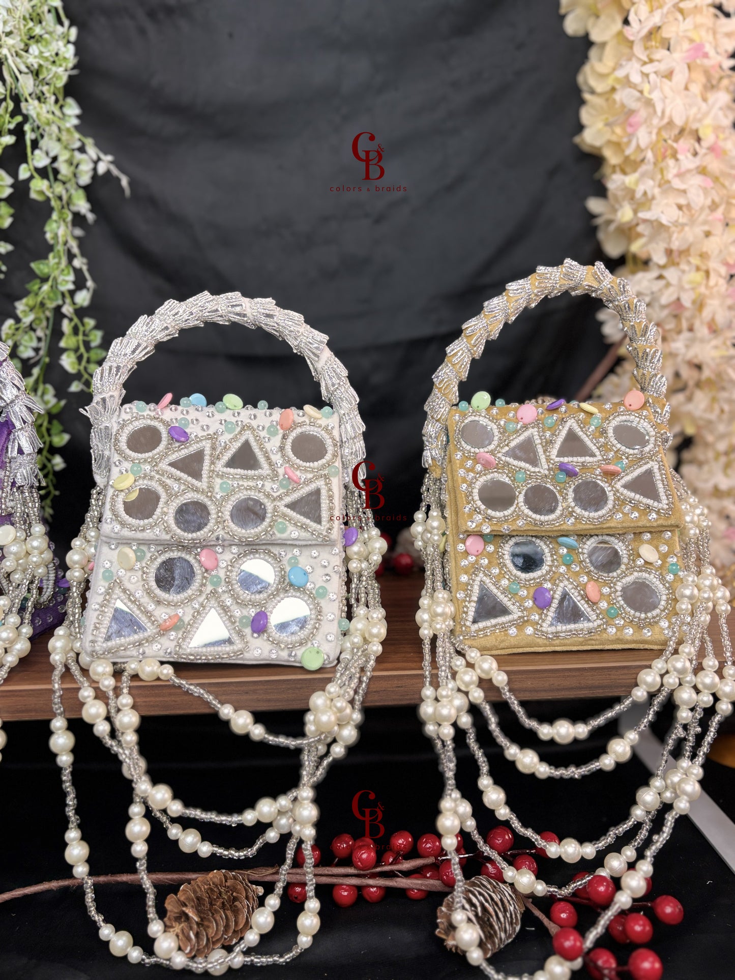 Boho Mirror Flap with Pearl Hanging