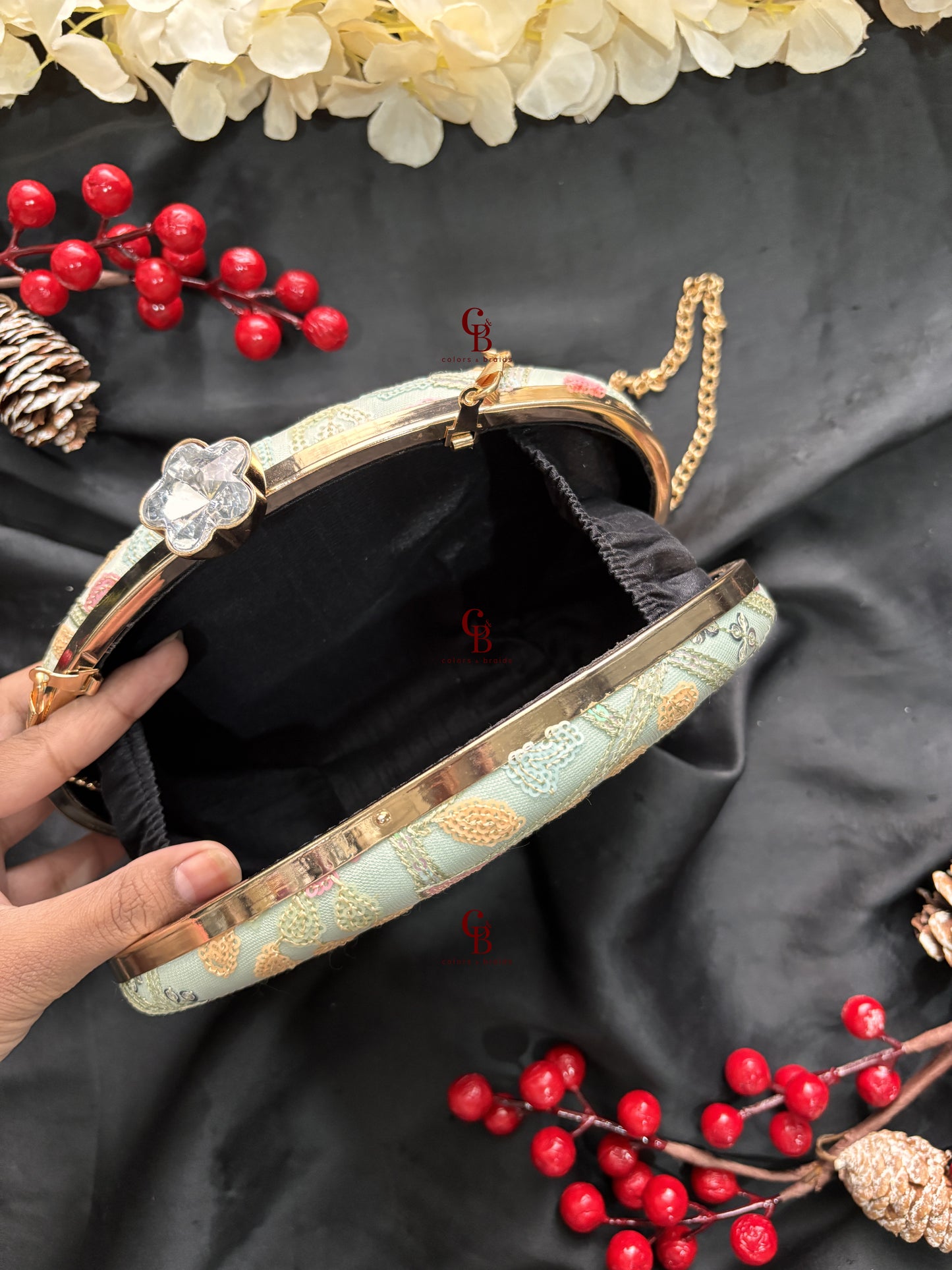 Sophie Clutch Now in bigger oval shape