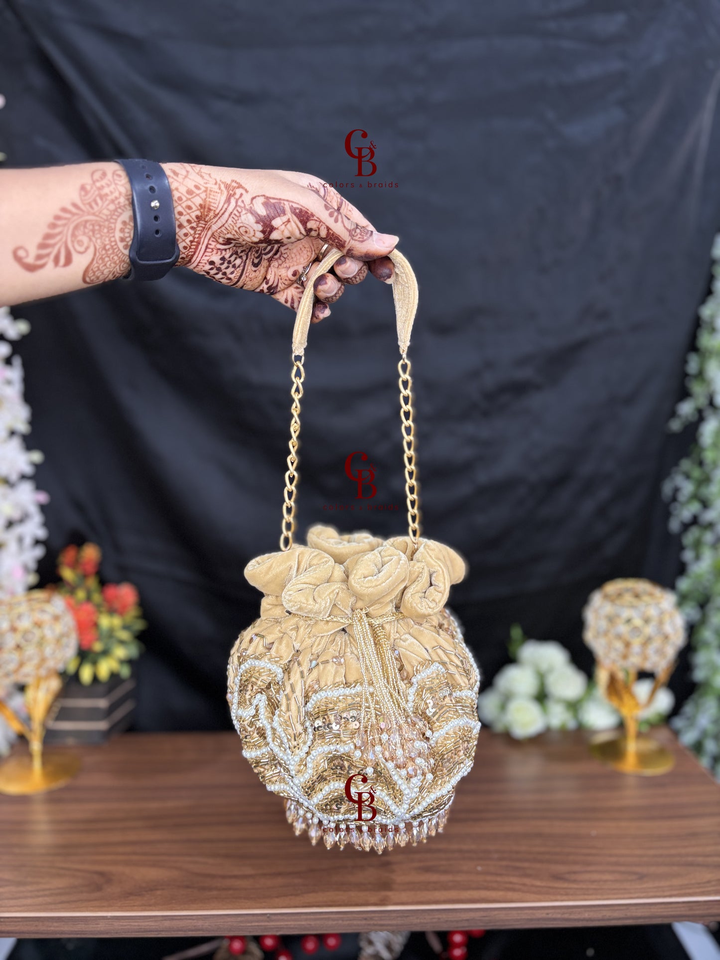Jasmine Potli with crystal hangings