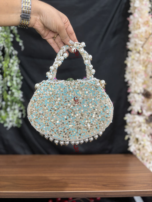 Meher Flap bag - Pearl hangings In Black and Beige