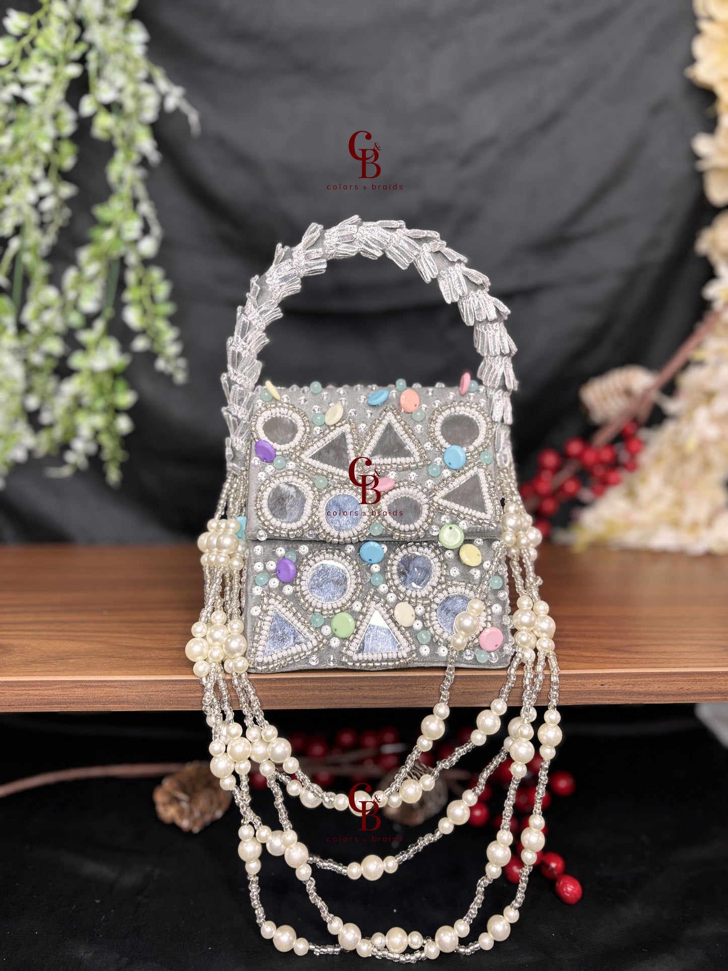 Boho Mirror Flap with Pearl Hanging
