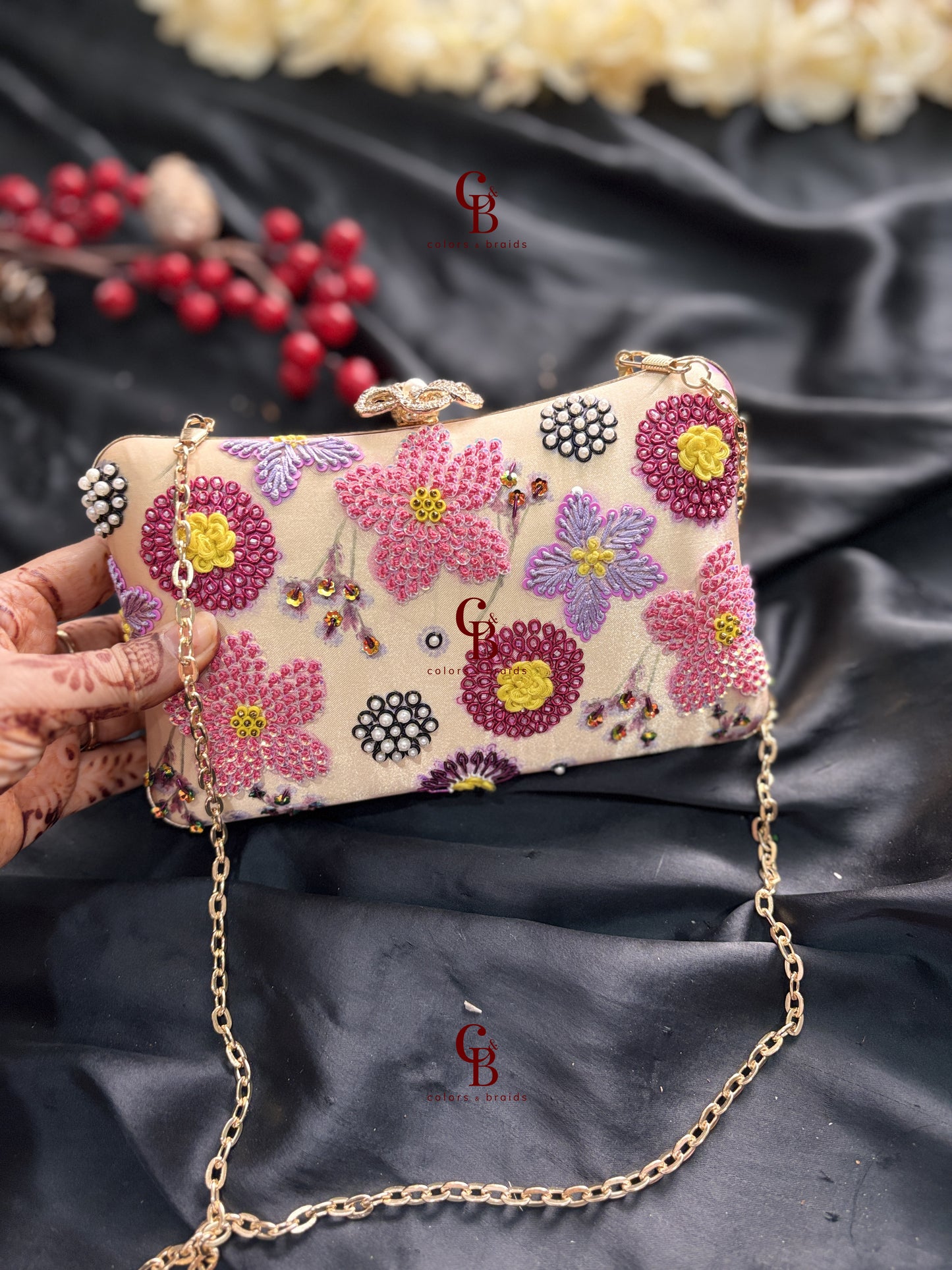 Poppy Floral Clutch