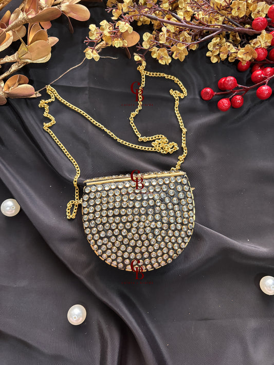 Green Crystal Kundan Clutch