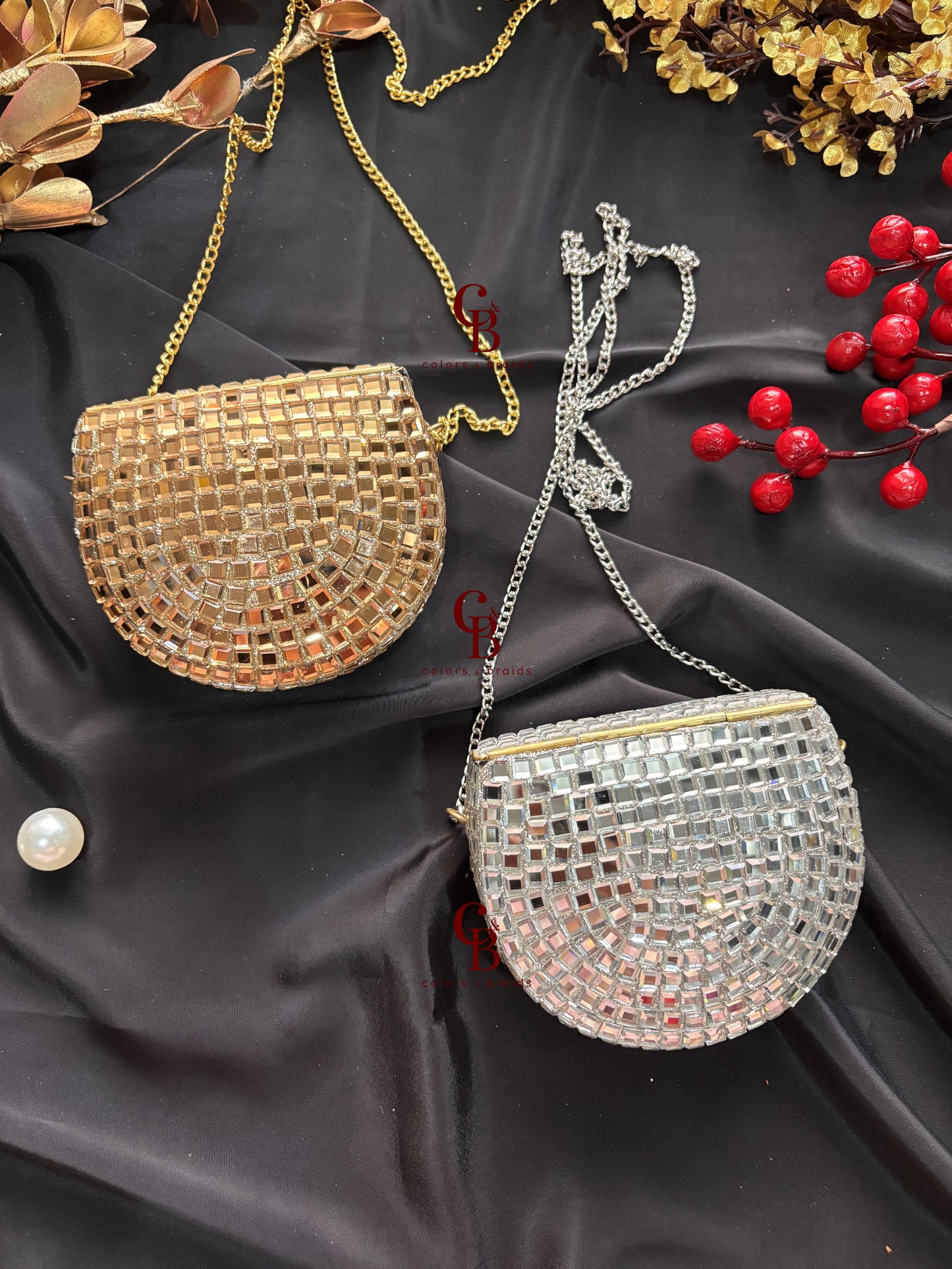 Elina Mirror Kundan Clutch