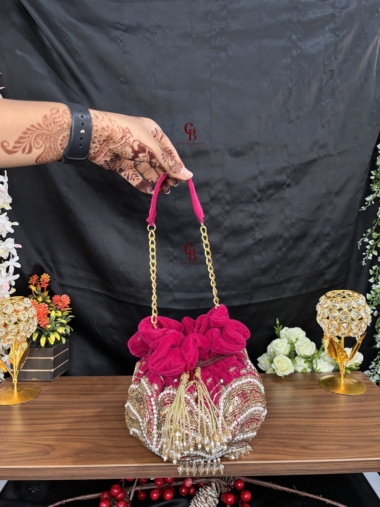 Jasmine Potli with crystal hangings
