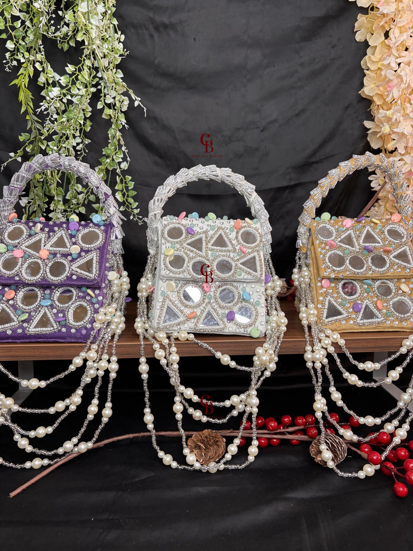 Boho Mirror Flap with Pearl Hanging
