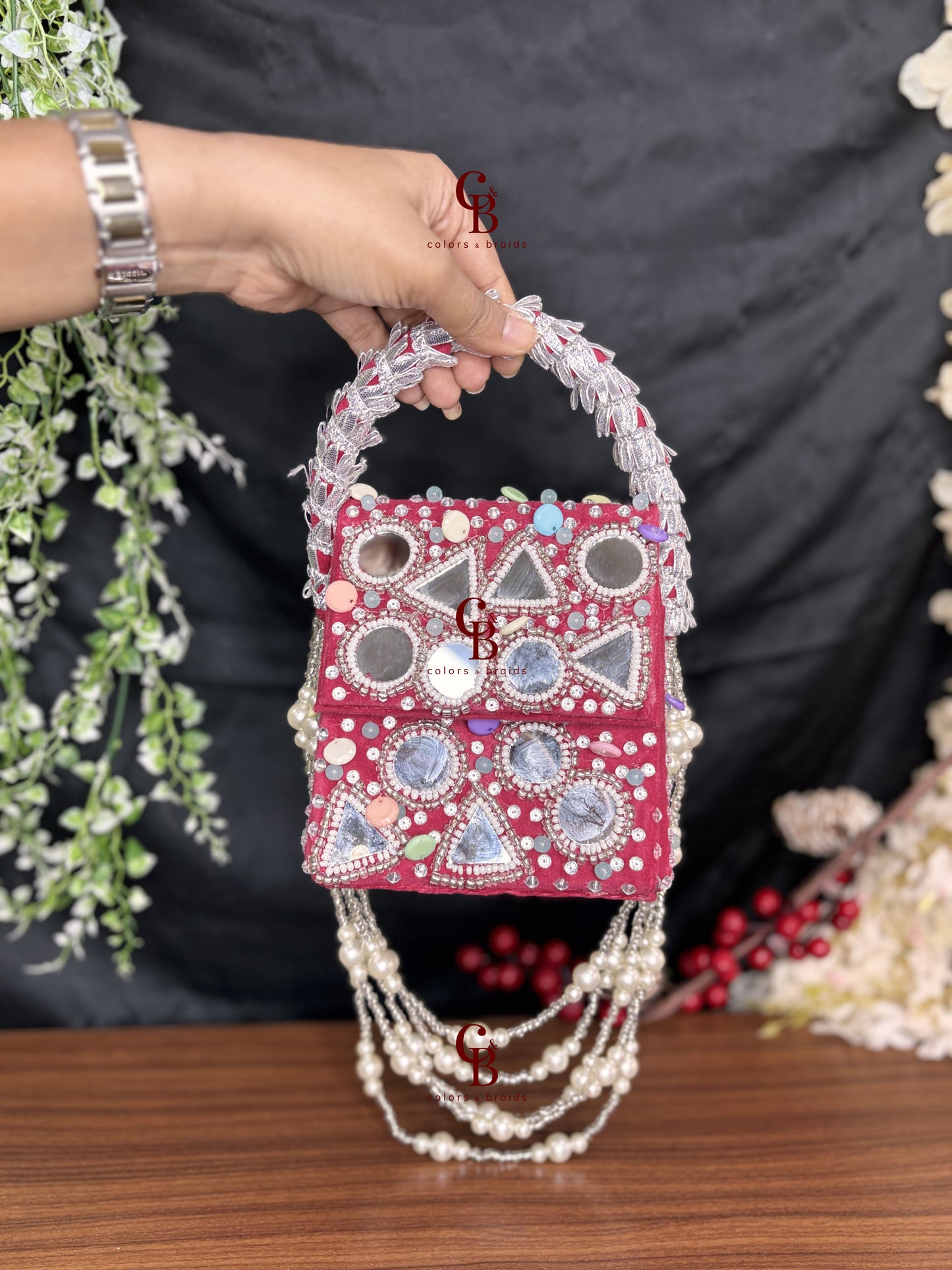 Boho Mirror Flap with Pearl Hanging