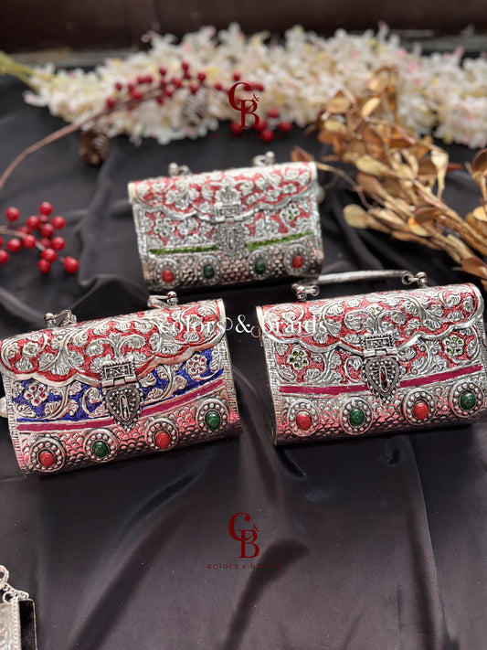 Shazia Silver Brass Clutch