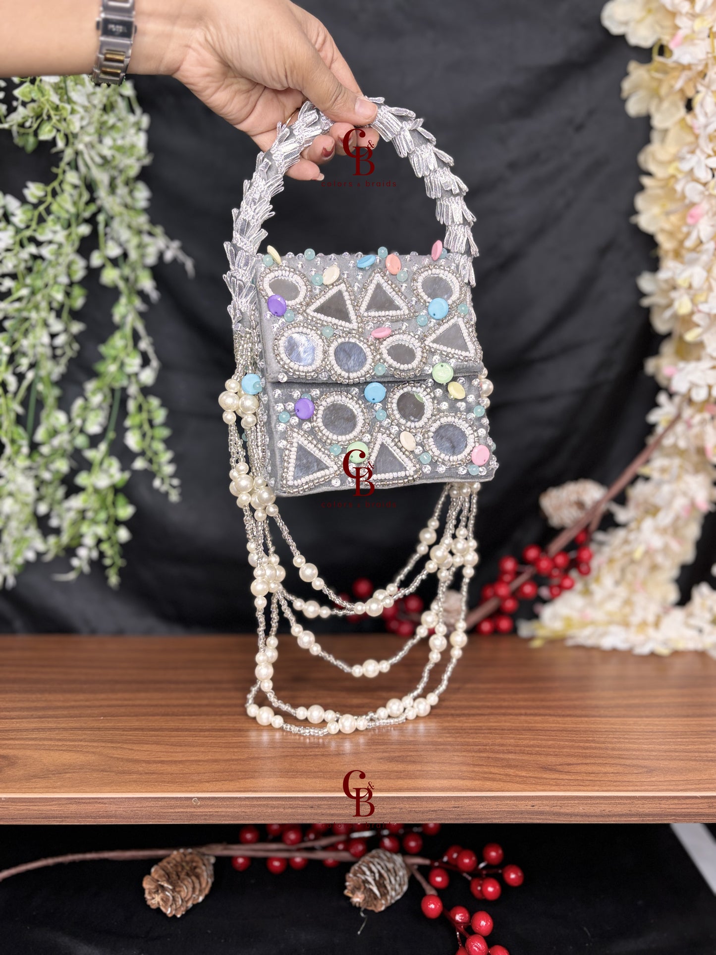 Boho Mirror Flap with Pearl Hanging
