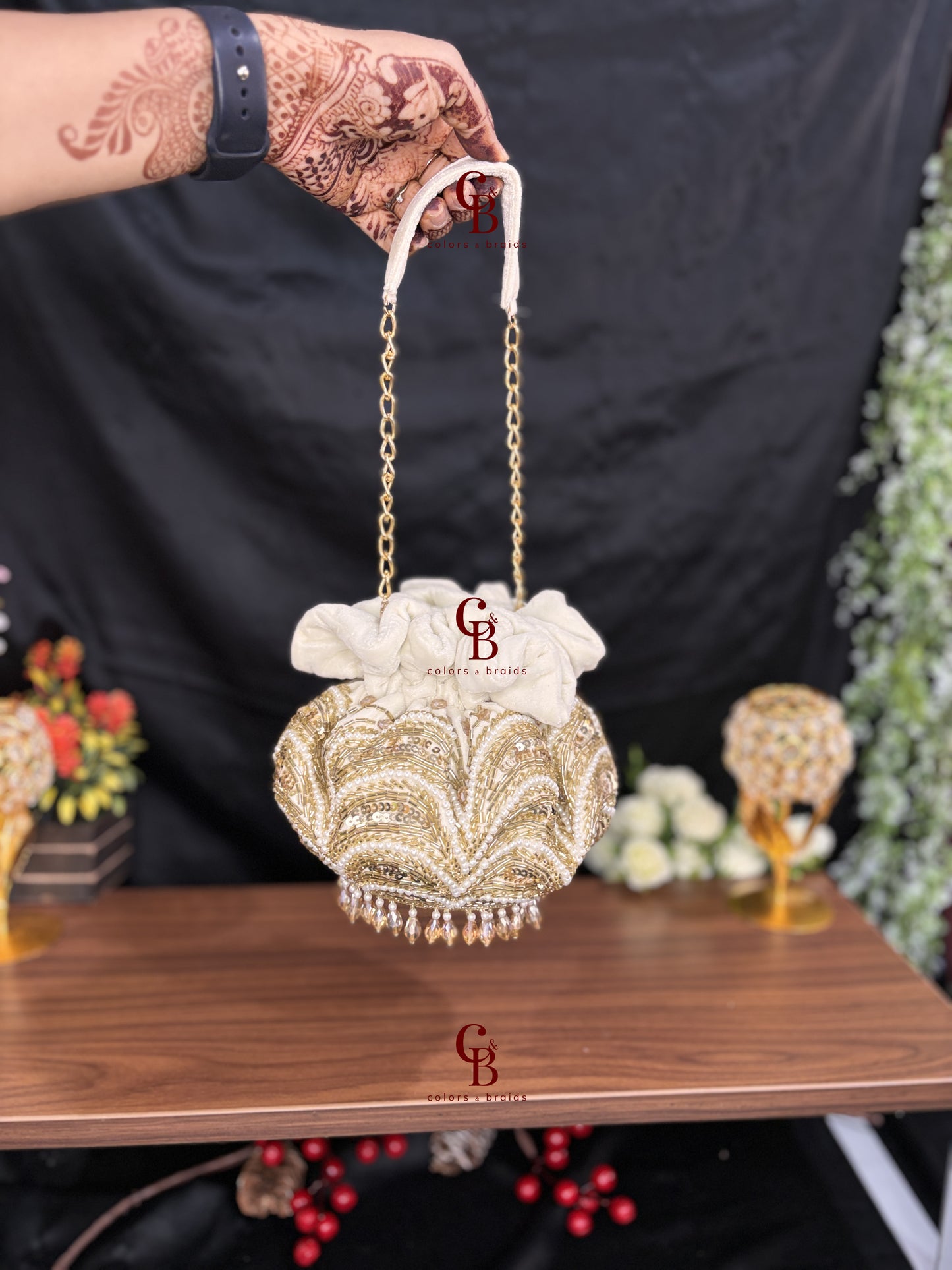 Jasmine Potli with crystal hangings