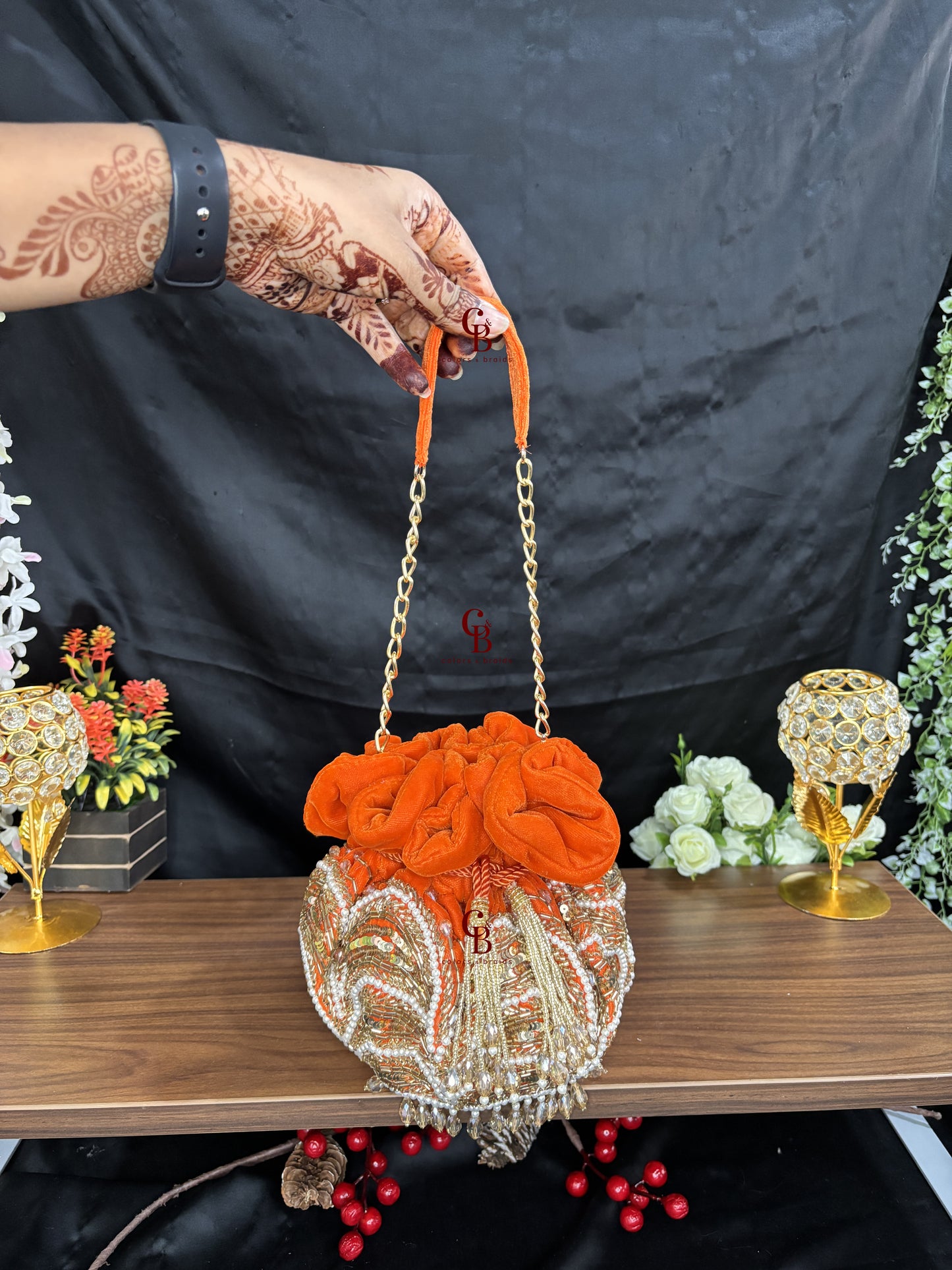 Jasmine Potli with crystal hangings