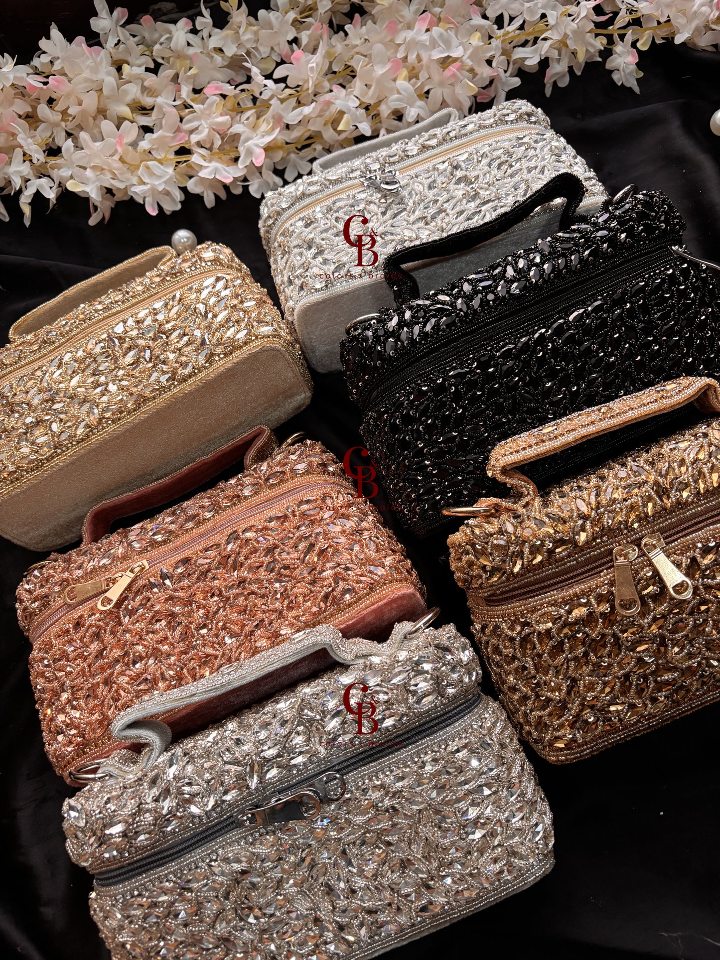 Zaria Crystal Zip Bag