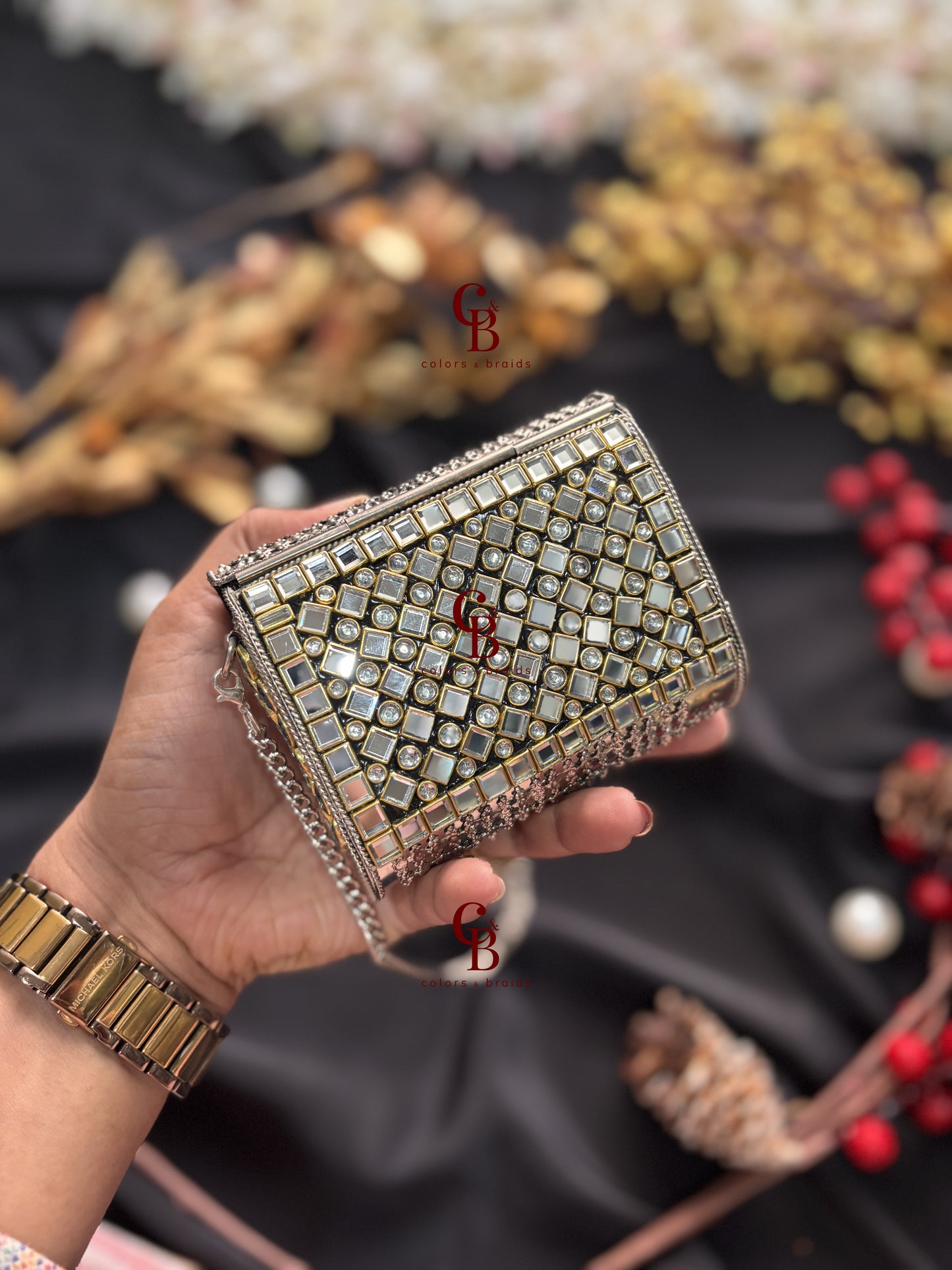 Yashvi Kundan Clutch with Purple Crystals