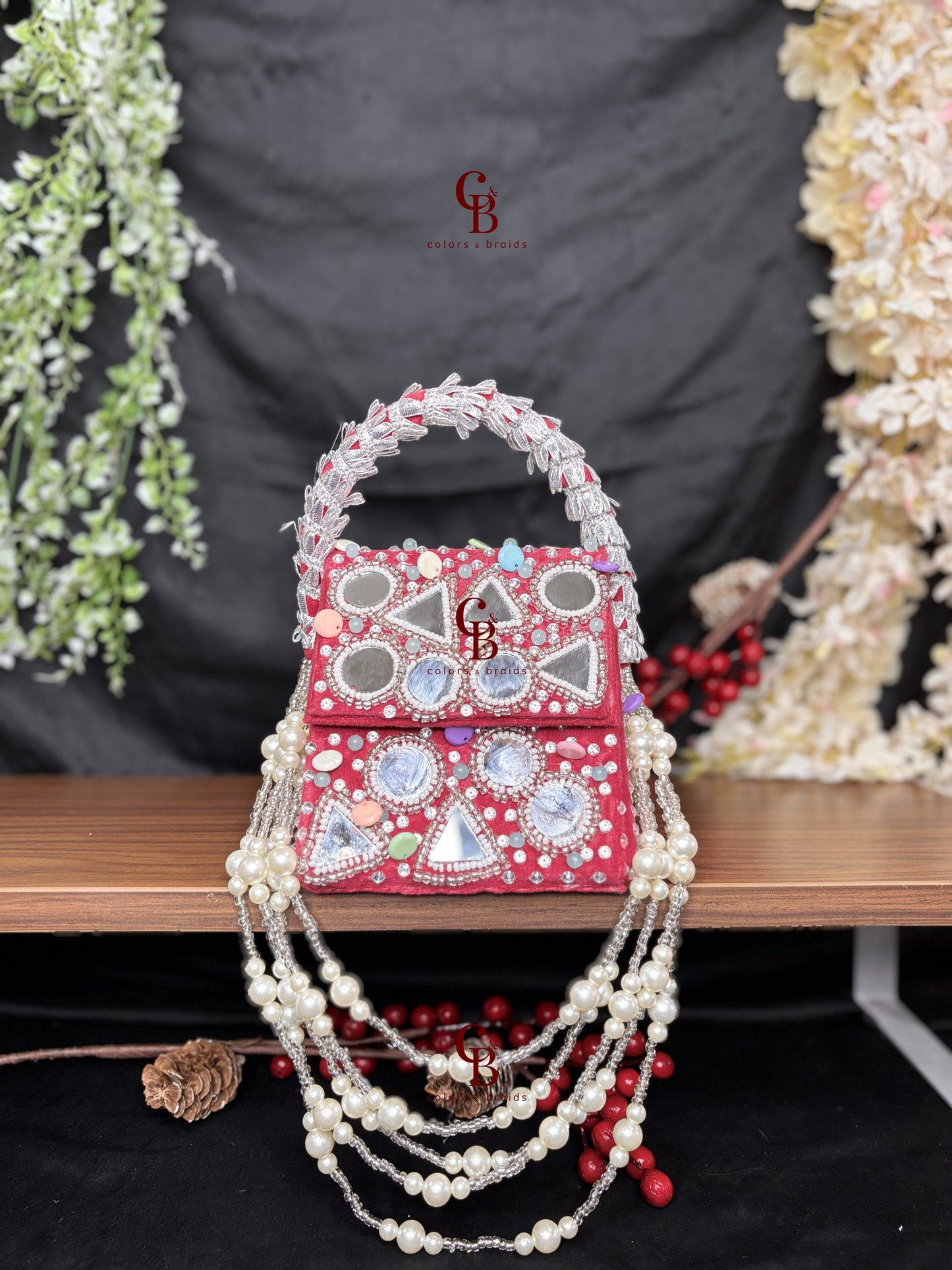 Boho Mirror Flap with Pearl Hanging
