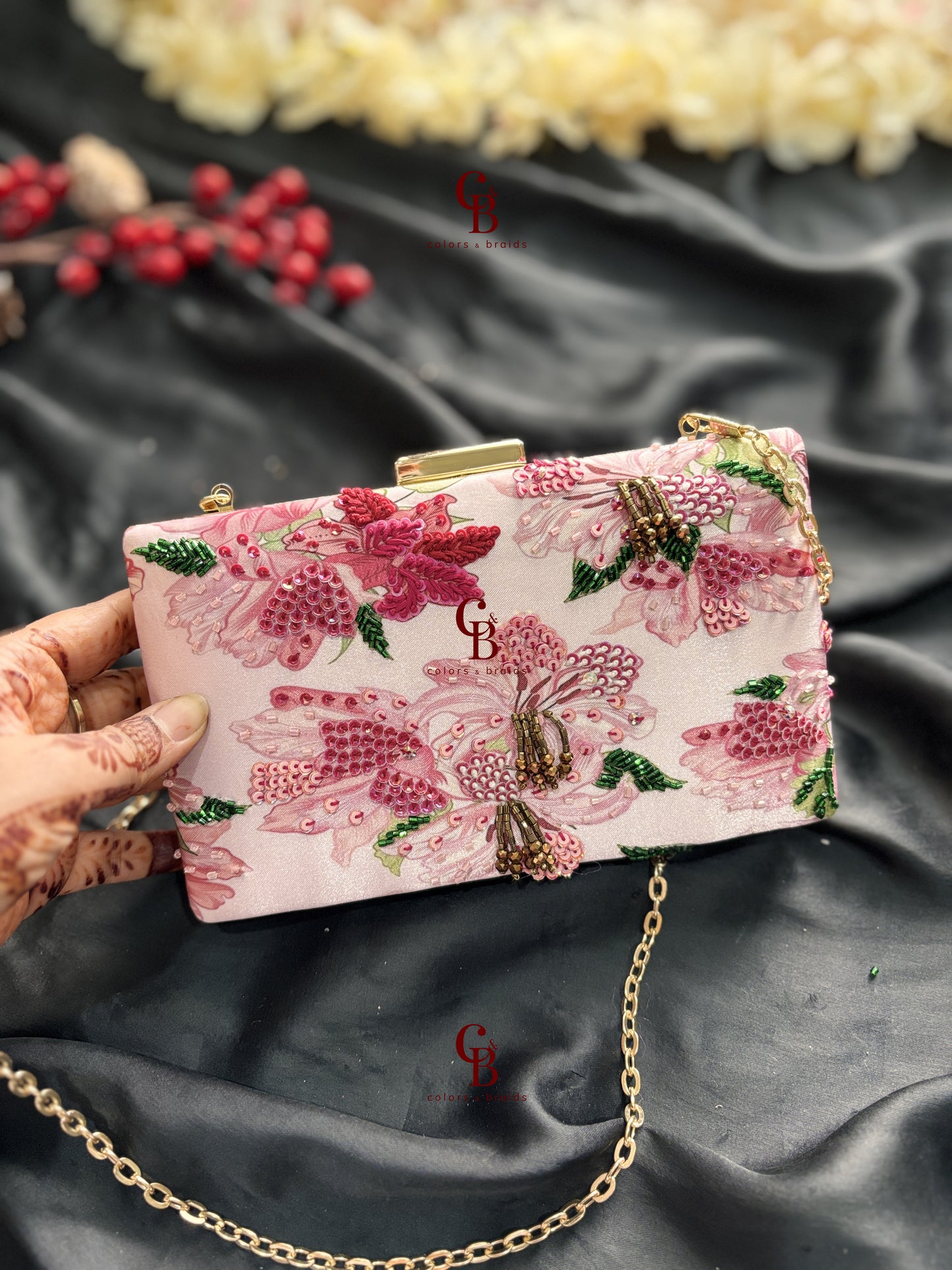 Baby Pink Floral clutch