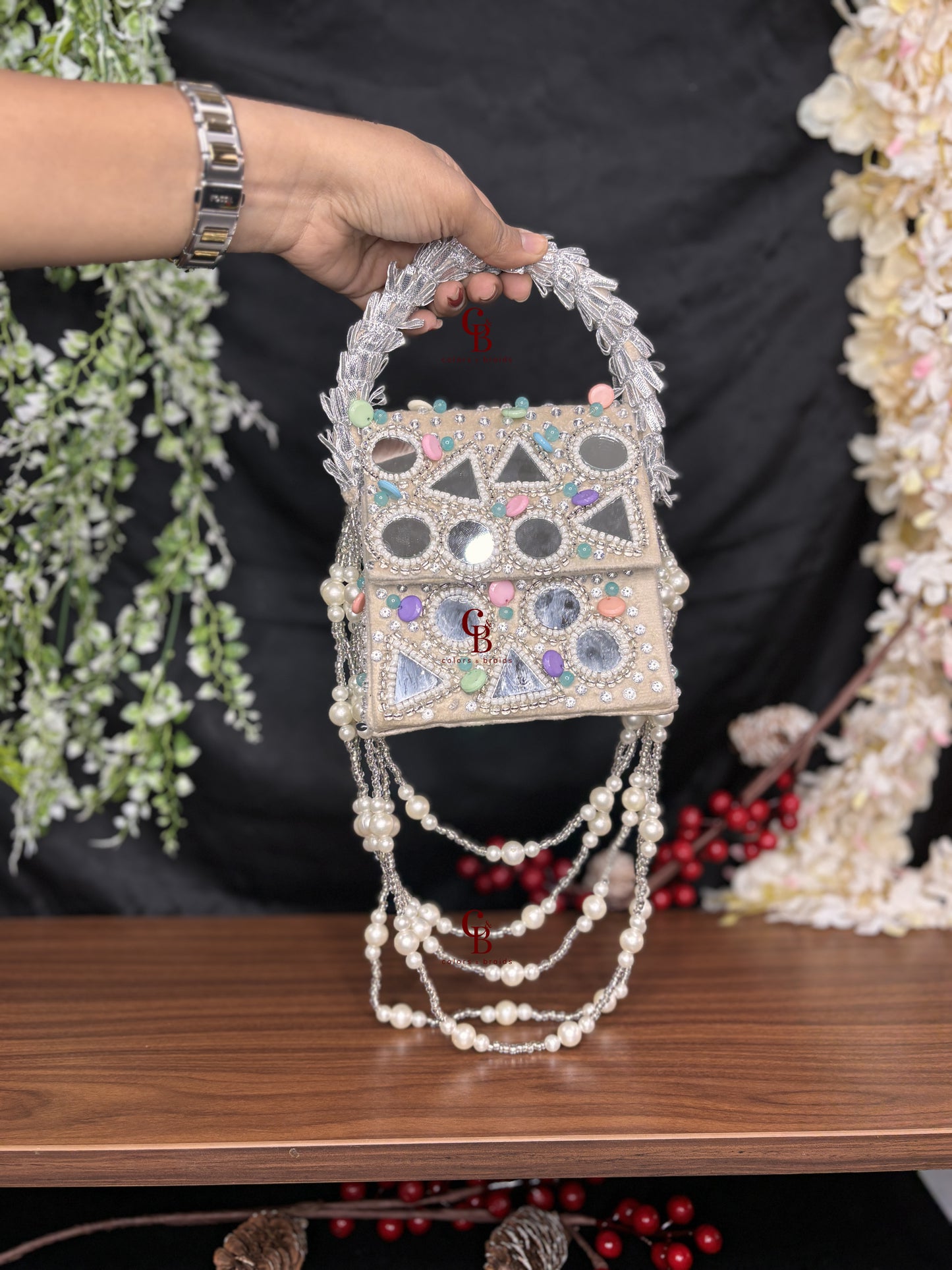 Boho Mirror Flap with Pearl Hanging
