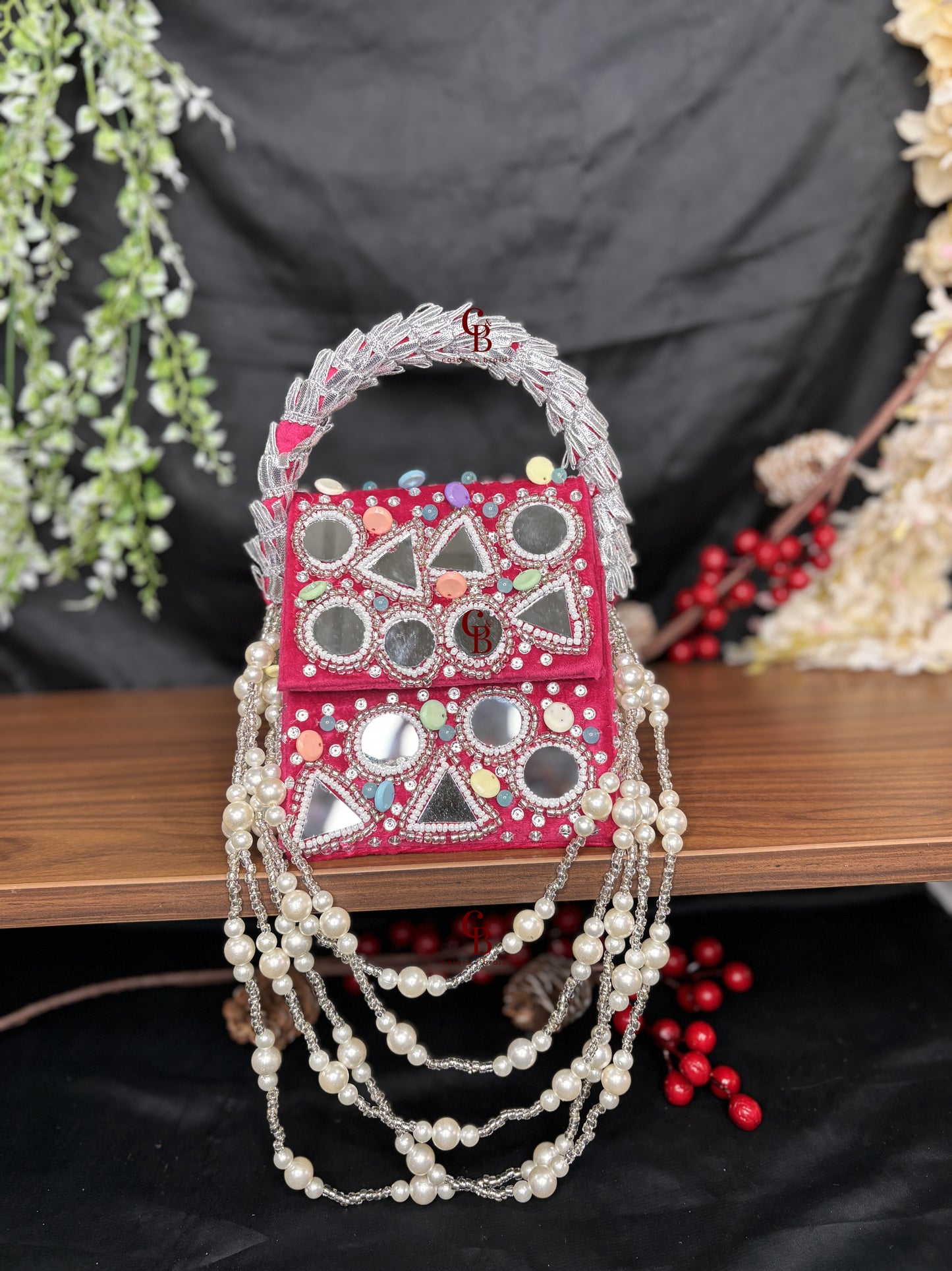Boho Mirror Flap with Pearl Hanging