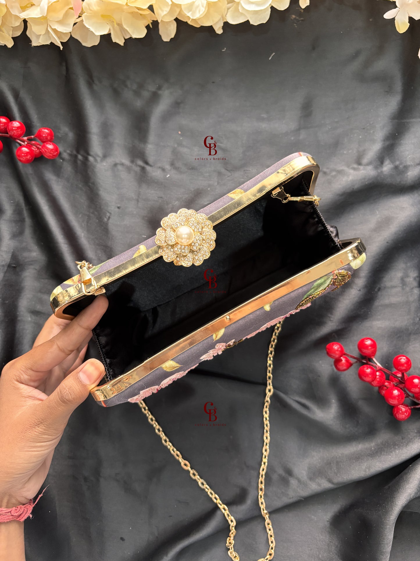 Pink Flower Clutch