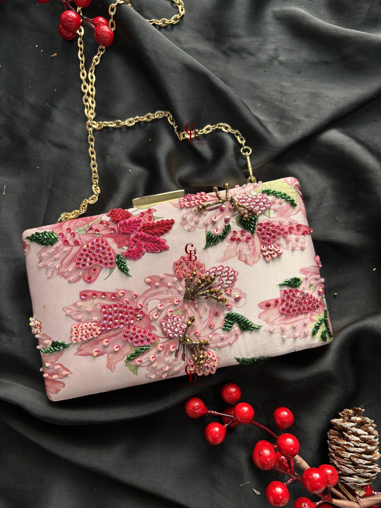 Baby Pink Floral clutch