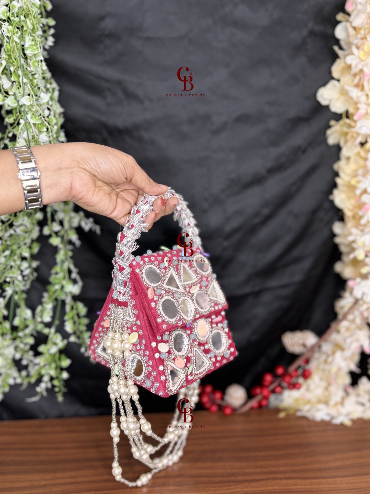 Boho Mirror Flap with Pearl Hanging