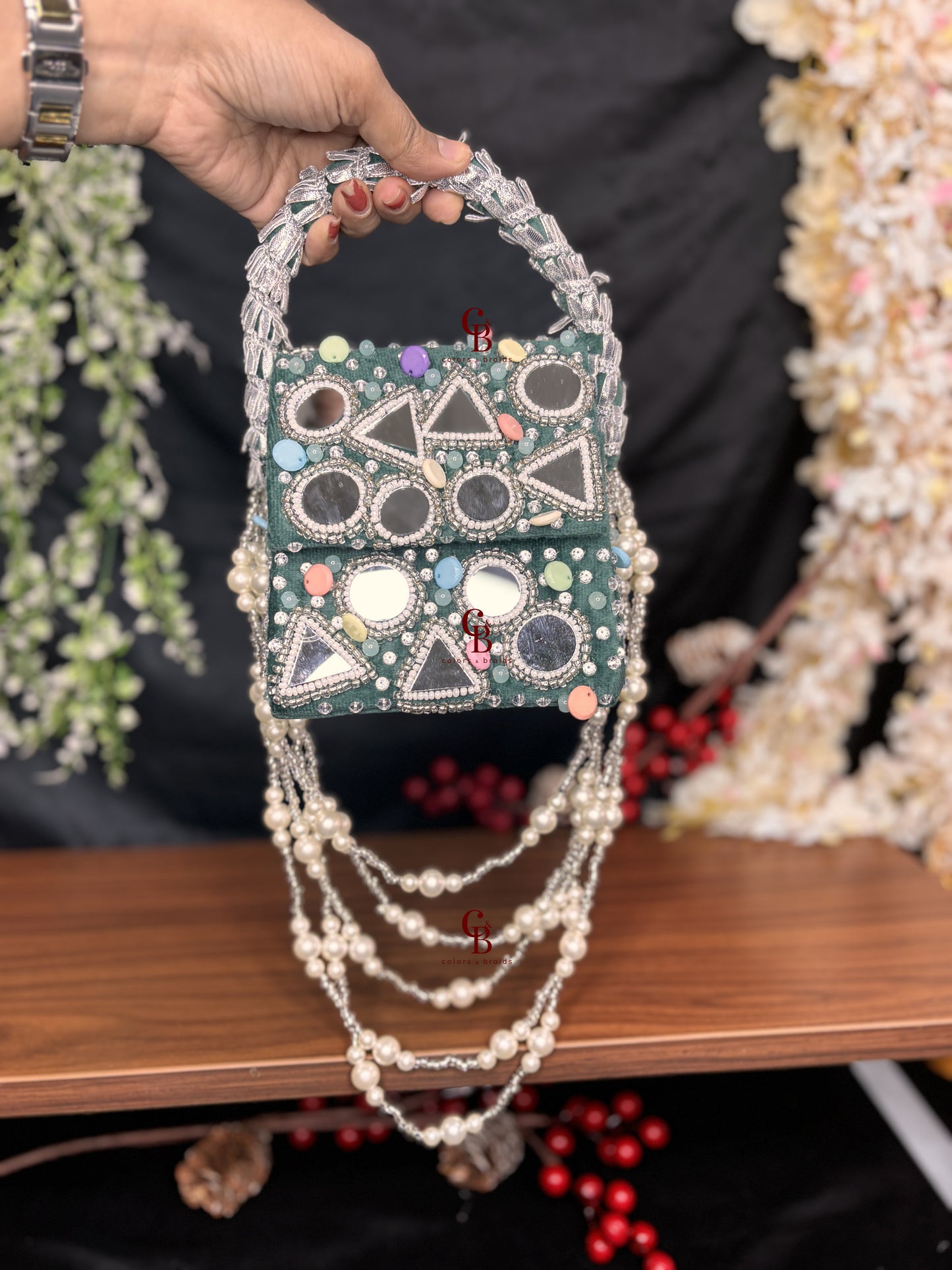 Boho Mirror Flap with Pearl Hanging