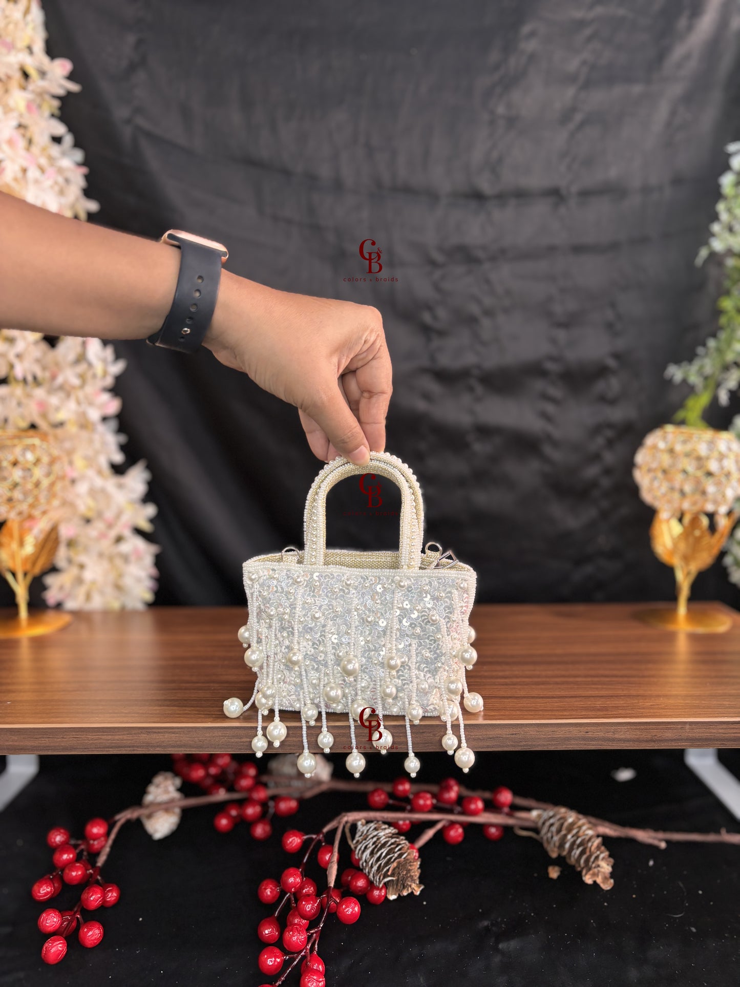 Mini Sequin Pearl Clutch