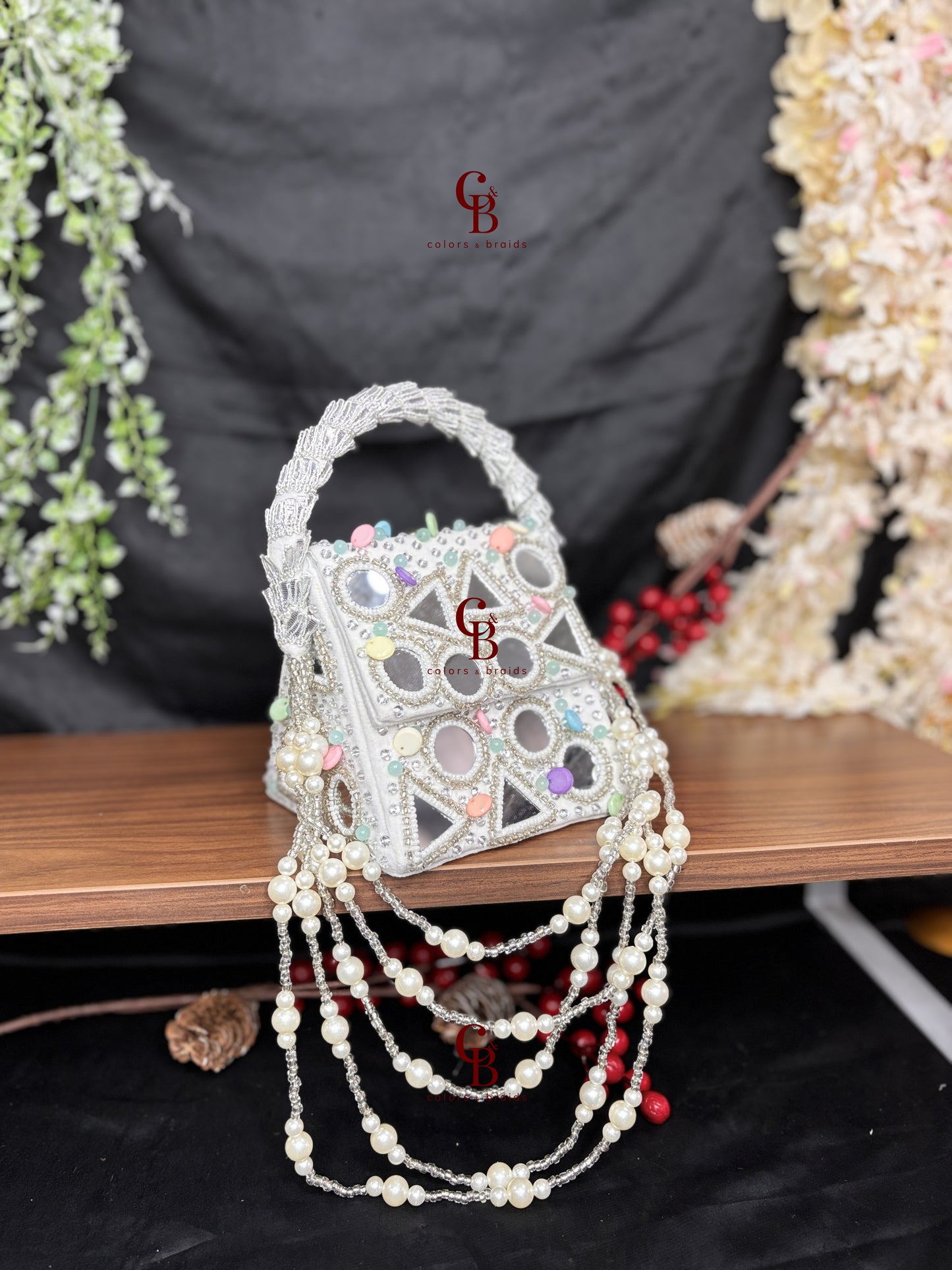 Boho Mirror Flap with Pearl Hanging