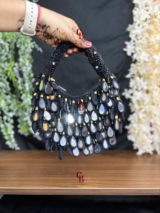 Zoe Mirror _ Green and Black Potli