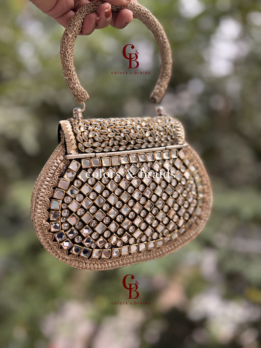 Rajgharana Brass Kundan Clutch