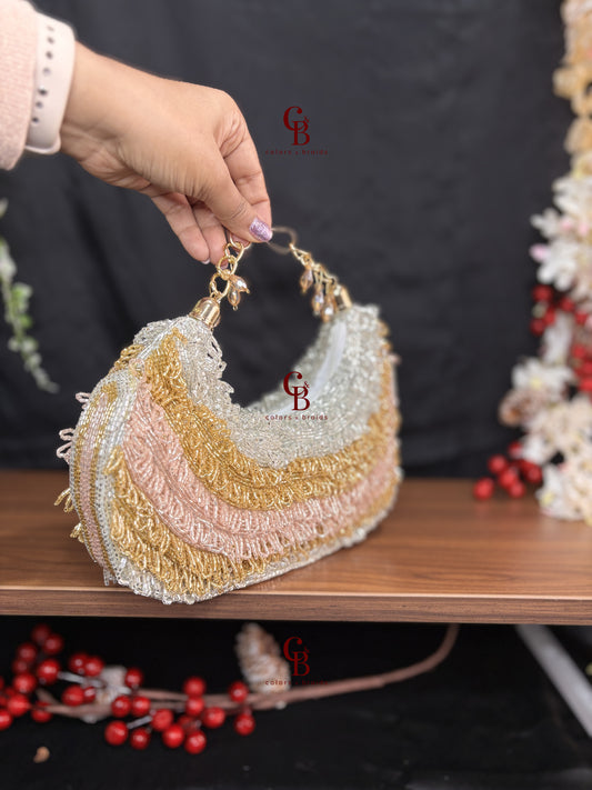 Cut dana Moon Shap Bag - Gold, Silver, Rose Gold Mix