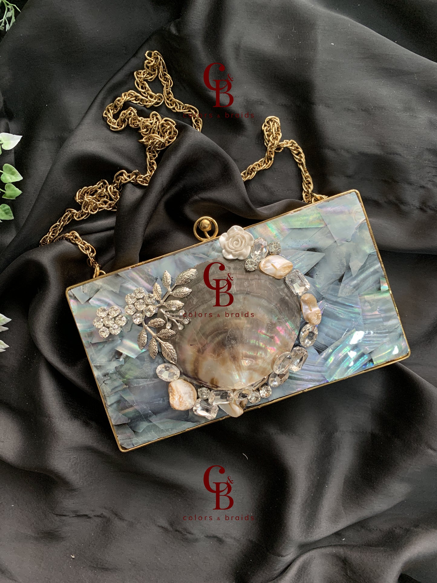 Blue Shell Mother of Pearl - MOP Clutch