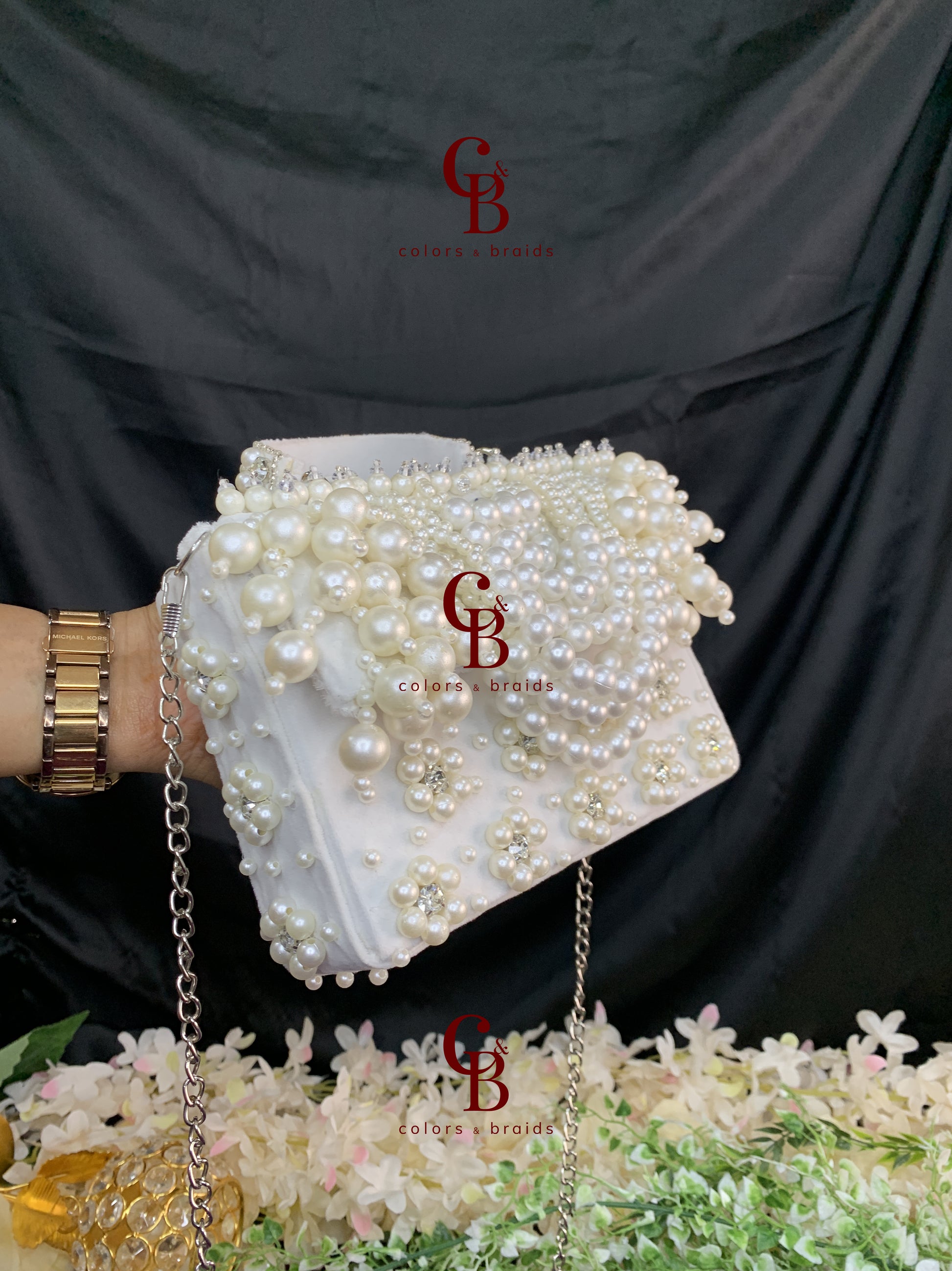 Nayab pearl Flap Clutch