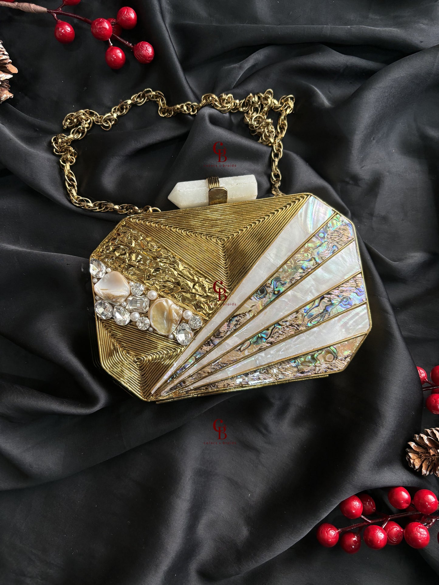 Dianna Mother of Pearl - Gold MOP Clutch