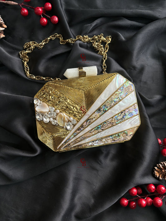 Dianna Mother of Pearl - Gold MOP Clutch