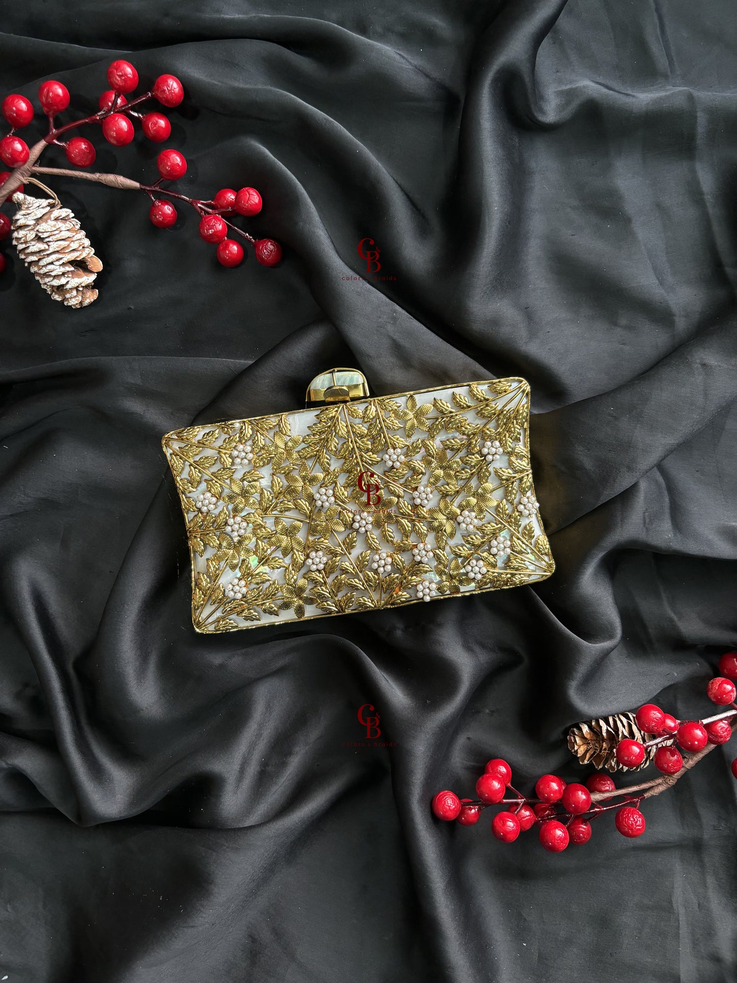Regal Curve MOP - Mother of Pearl Clutch