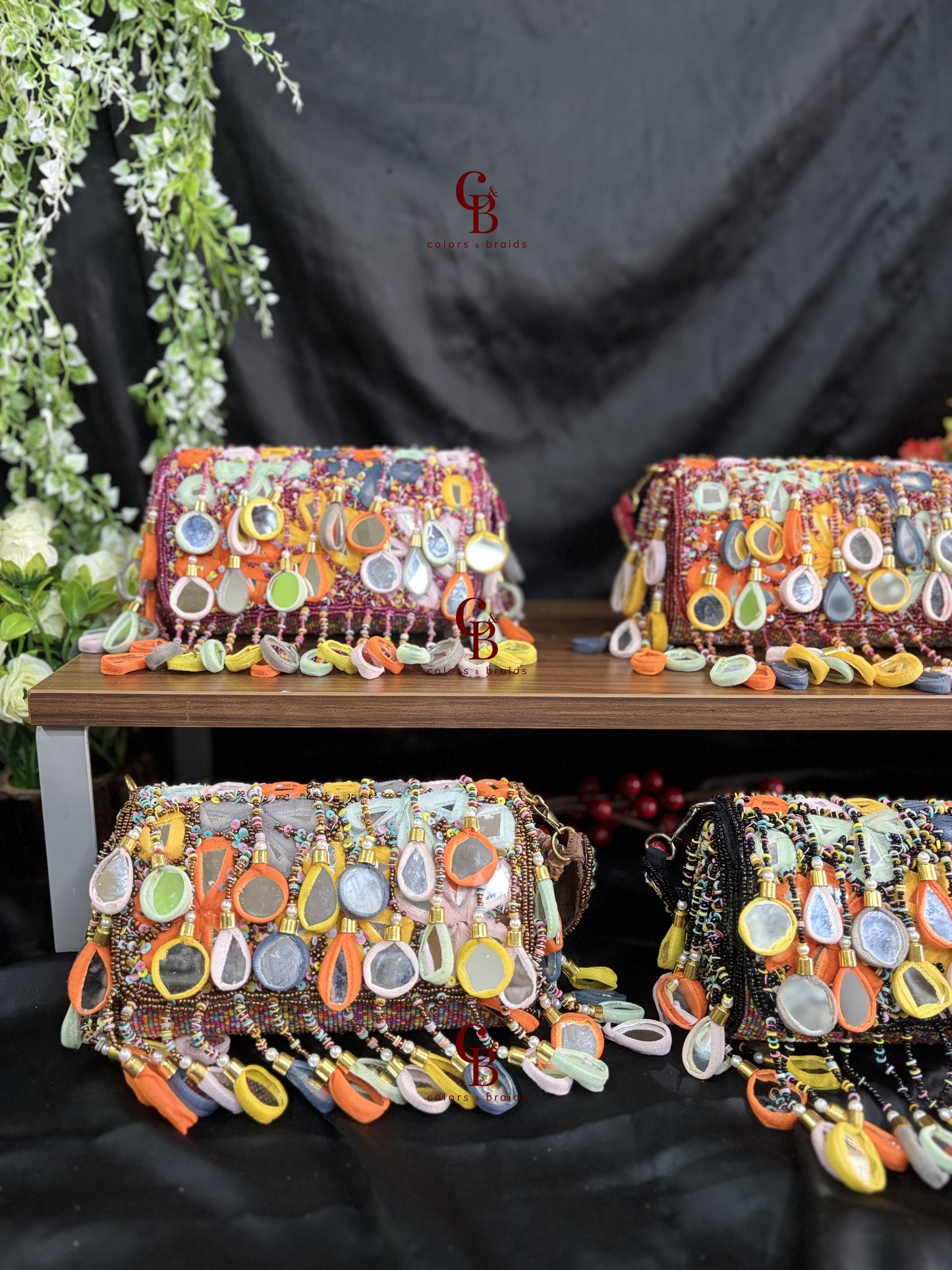 Multicolor Mirror Tassels Flap Clutch - New Colors