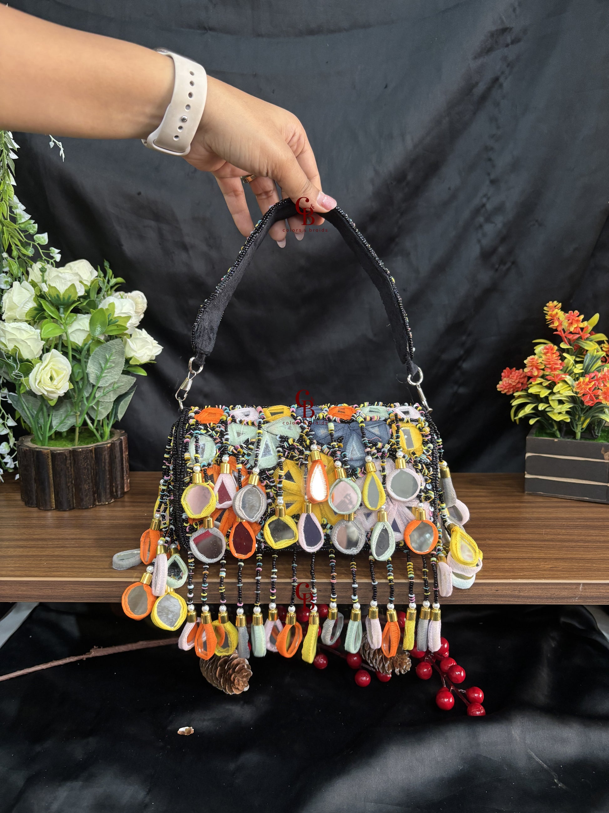 Multicolor Mirror Tassels Flap Clutch - New Colors